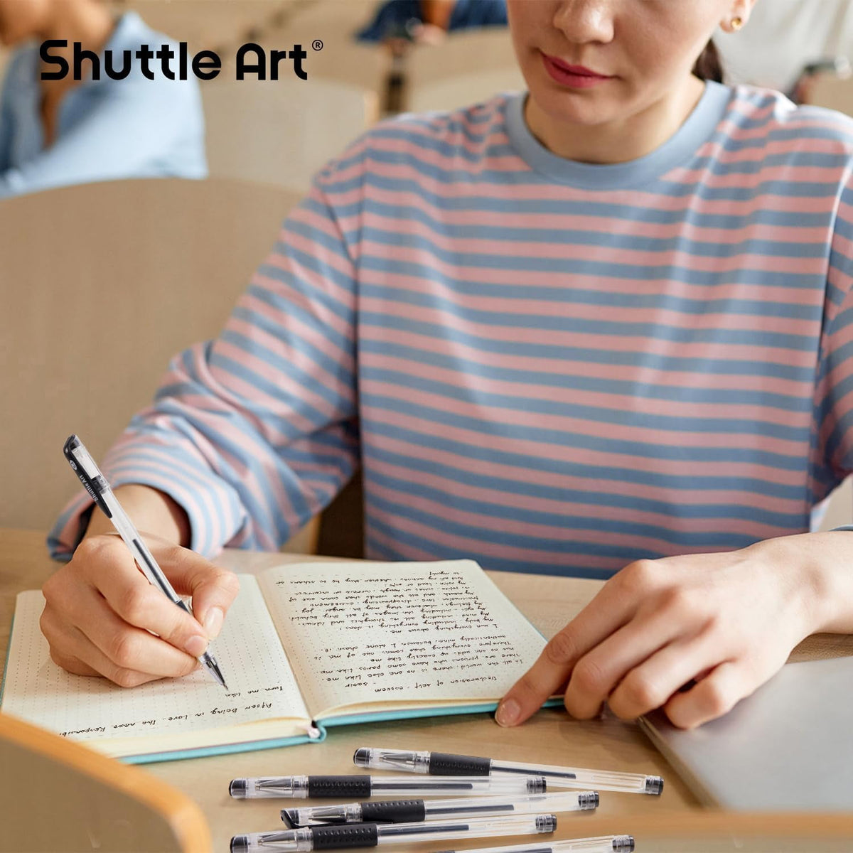 Permanent Black Gel Pens, Shuttle Art 50 Pack Fine Point Black Ink Pens Bulk, 0.5mm Rollerball Gel Ink Pens Smooth Writing with Comfortable Grip for Office