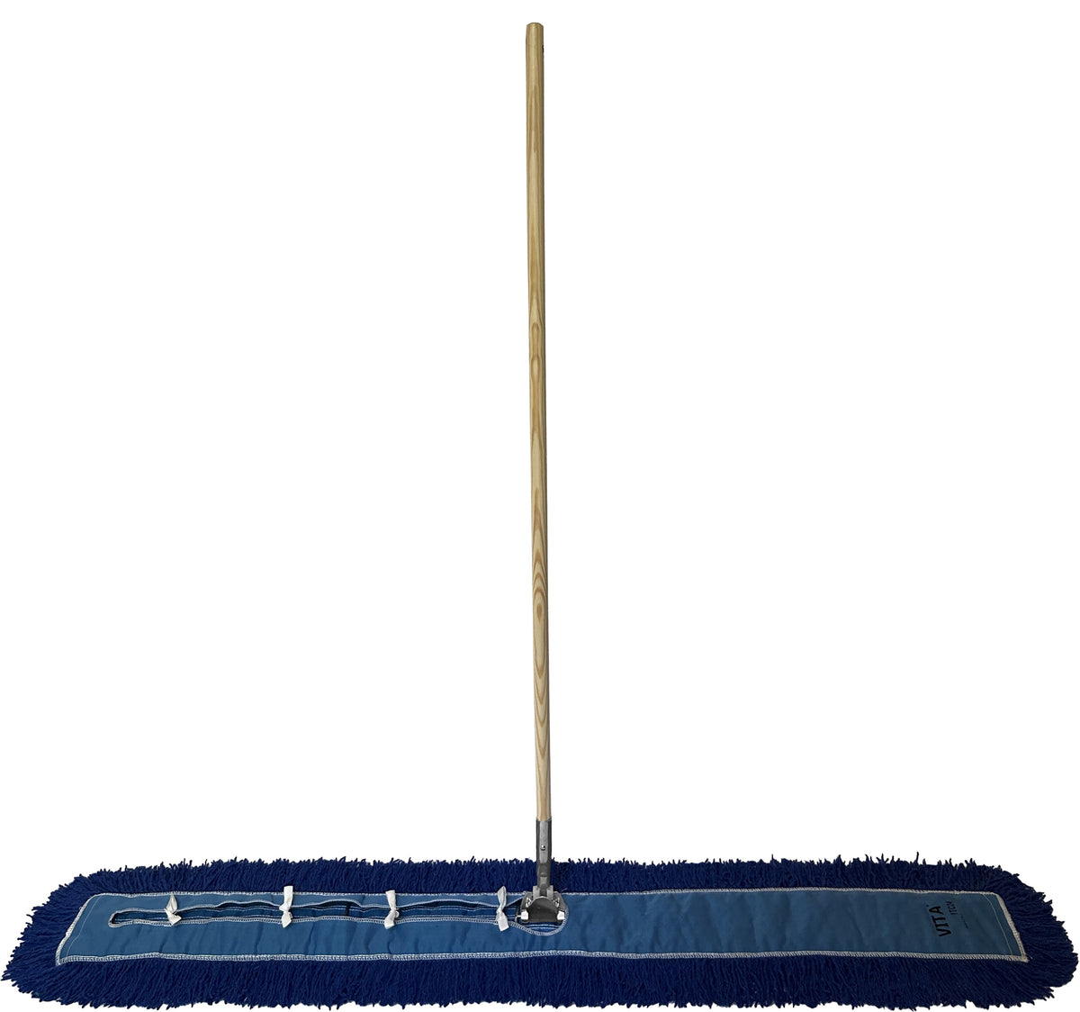 Industrial Dust Mop Kit – Includes 60 Inch Blue Twisted Closed Loop Mop Head, Wood Handle, and Heavy-Duty Wire Frame – Commercial Grade for Janitorial & Facility Cleaning