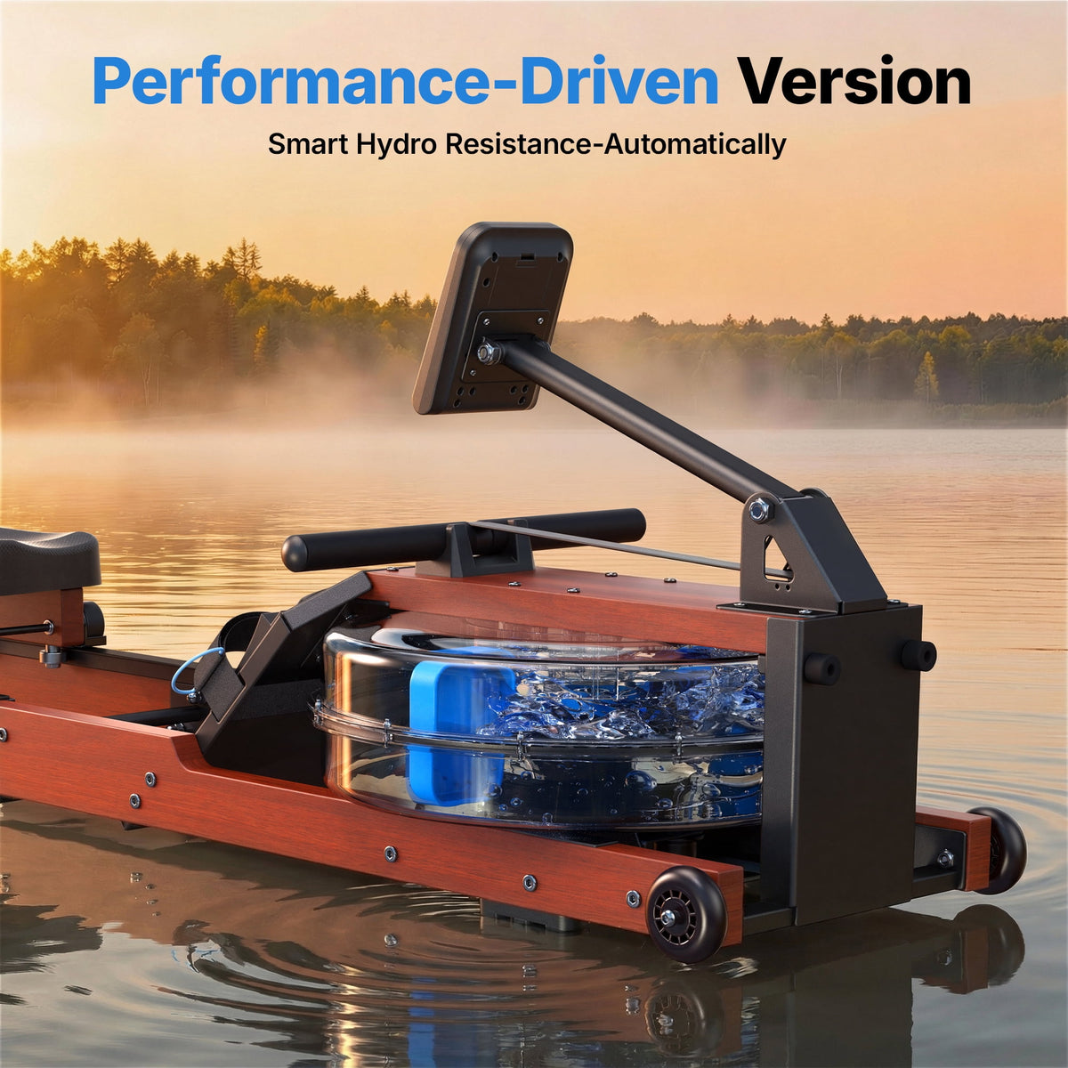 MERACH Water Rowing Machines for Home, Foldable Row Machine with 400LBS Weight Capacity, Dedicated Monitor and Comfortable Seat, Free MERACH App for Immersive Water Rower