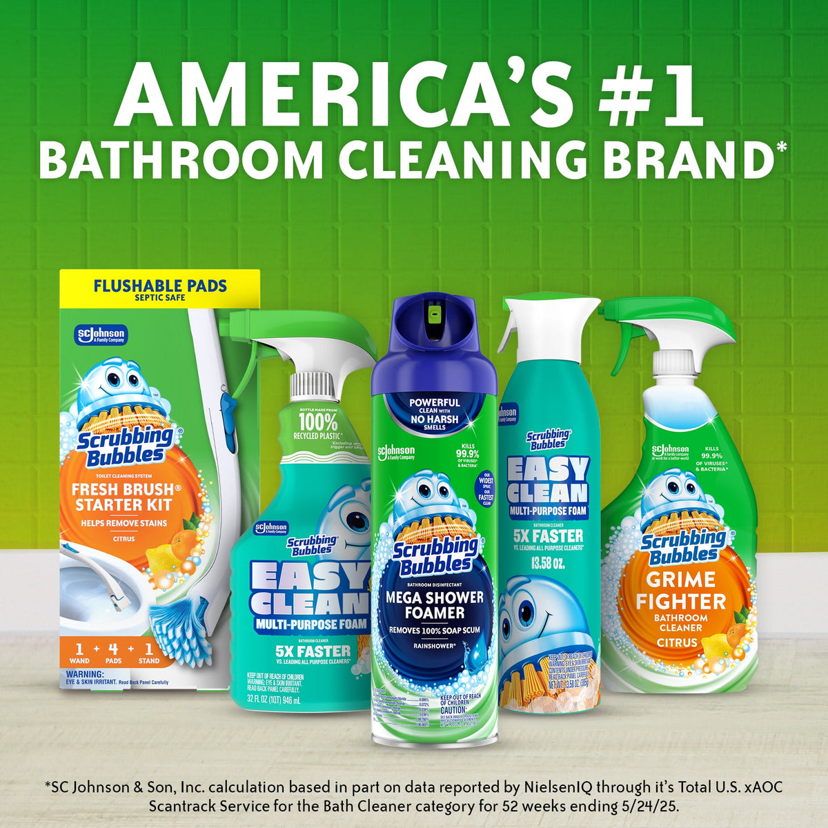 Scrubbing Bubbles Foaming Bleach Bathroom Shower & Tub Cleaner Spray, Mold & Mildew Stain Remover, 32 oz