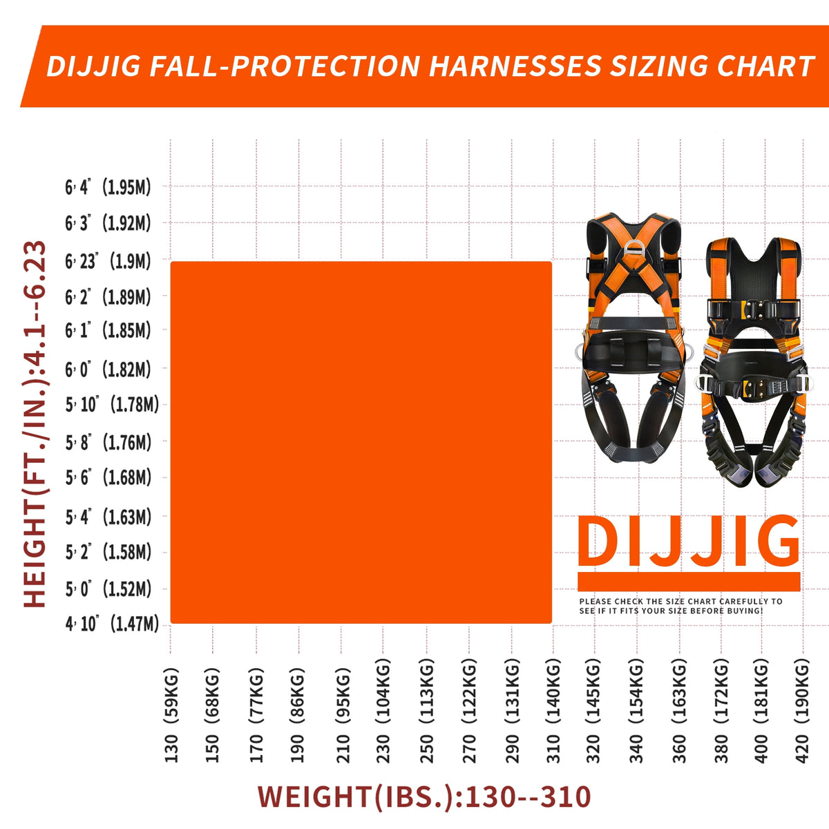 Fall Protection Premium Safety Harness with Shock Absorbing Lanyard, Vented & Padded Shoulder, Legs & Back - Upgrade 4 Quick Buckles