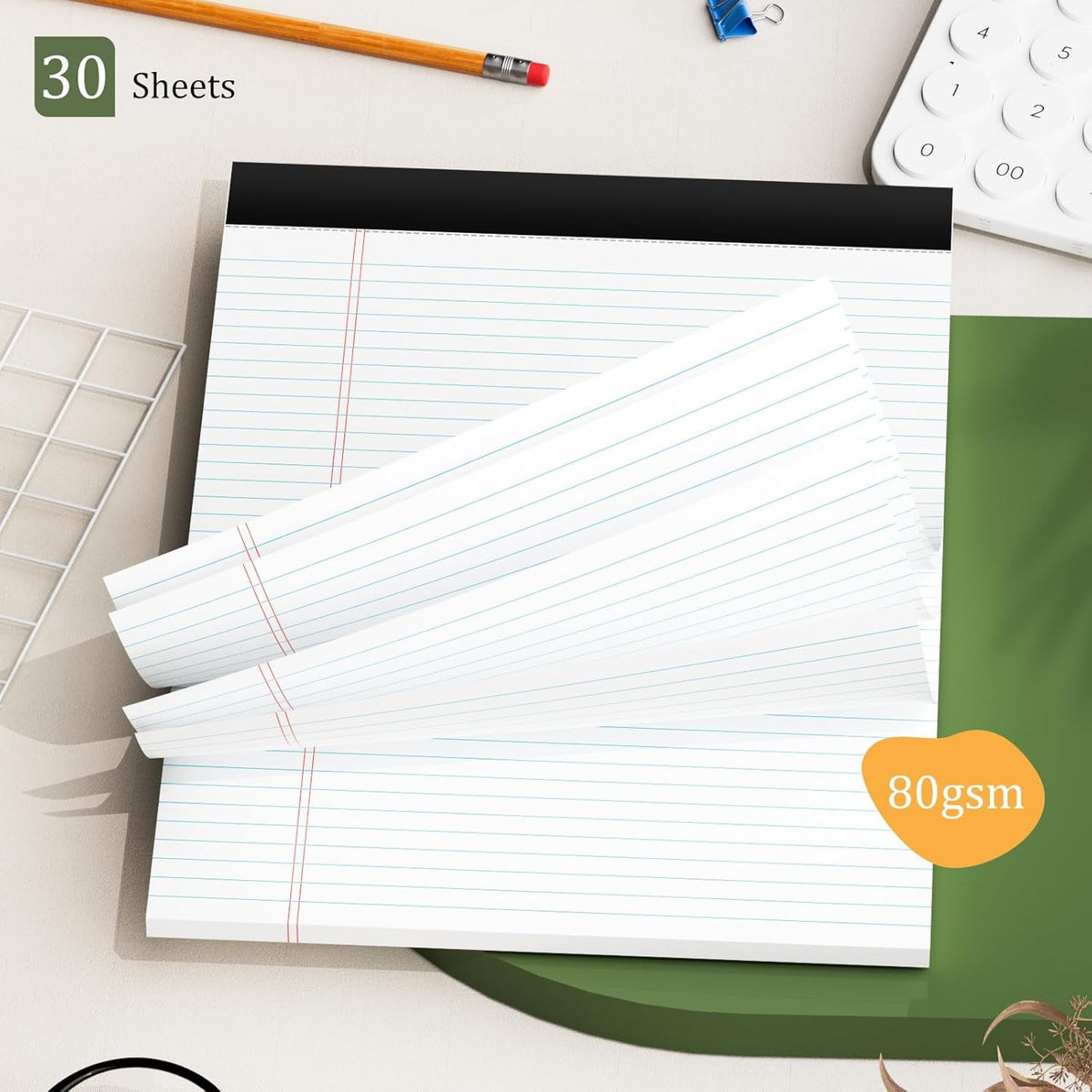 Maxxmarket Legal Writing Pads, 8.5 x 11 College Ruled Notepads, 30 Sheets per Pad, 2 pack