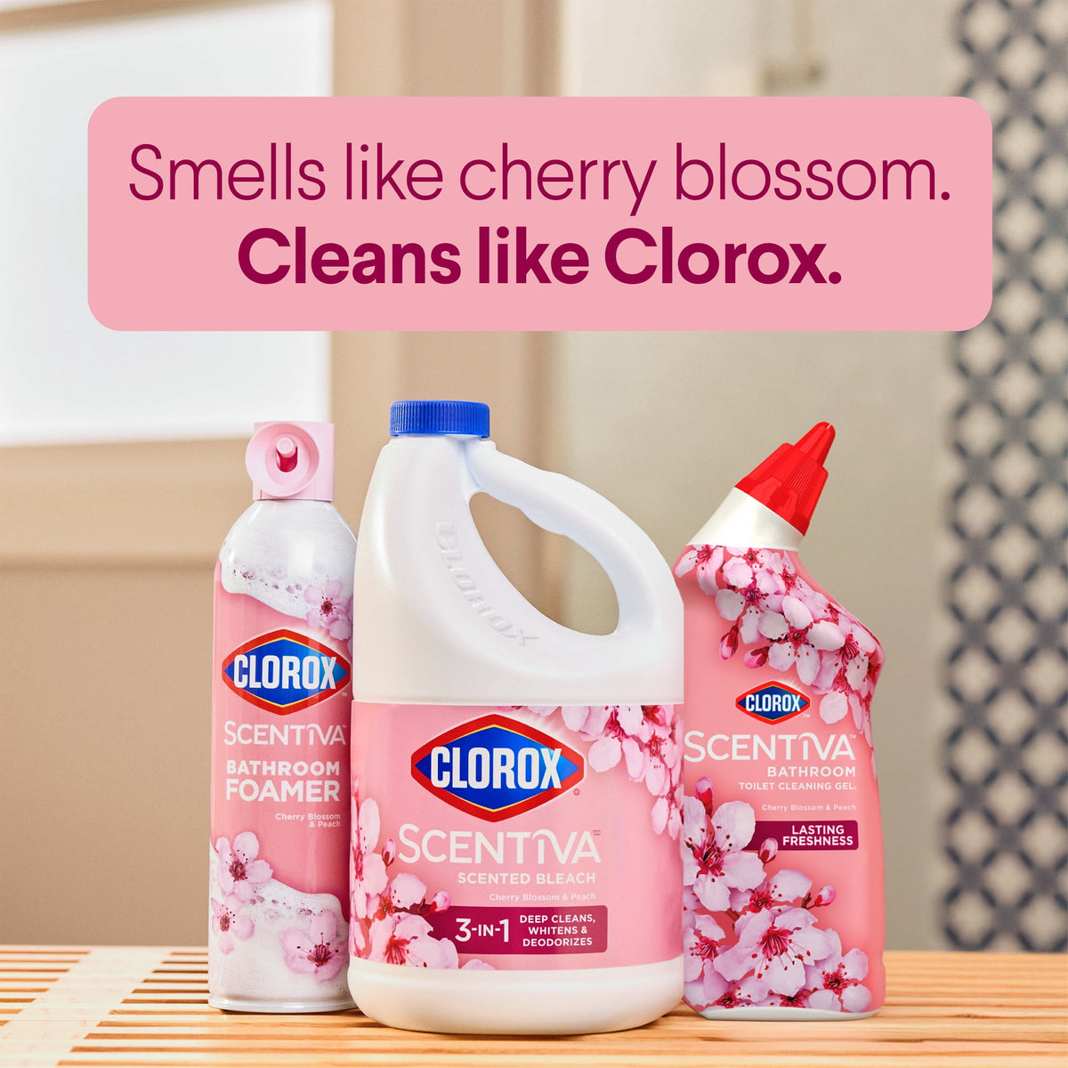 Clorox Scentiva Bathroom Toilet Cleaning Gel, Cherry Blossom and Peach, 24 Fluid Ounces