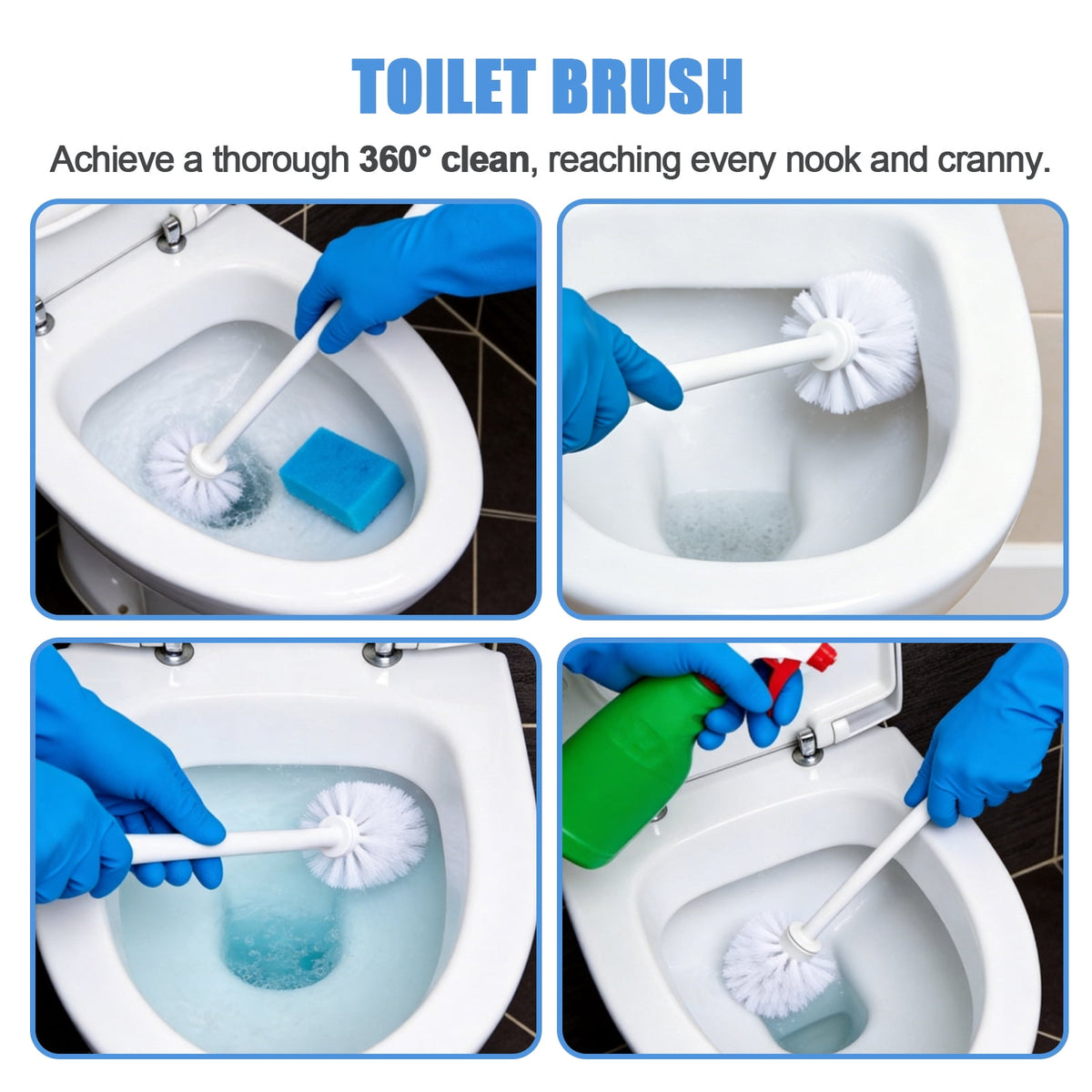 15 Pcs Commercial Heavy-Duty Toilet Brushes – 14.2-inch Long-Handled Toilet Cleaning Brushes, for Bathroom Cleaning Supplies ,White