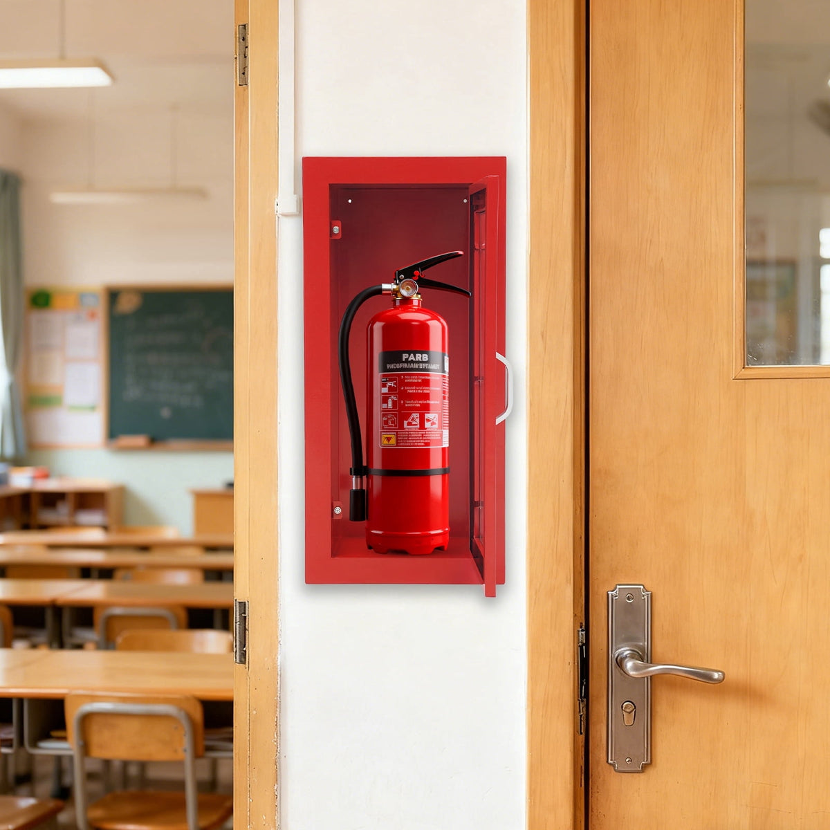 Commercial Fire Extinguisher Cabinet Semi Recessed Extinguisher Wall Cabinet for Home&Commercial Use