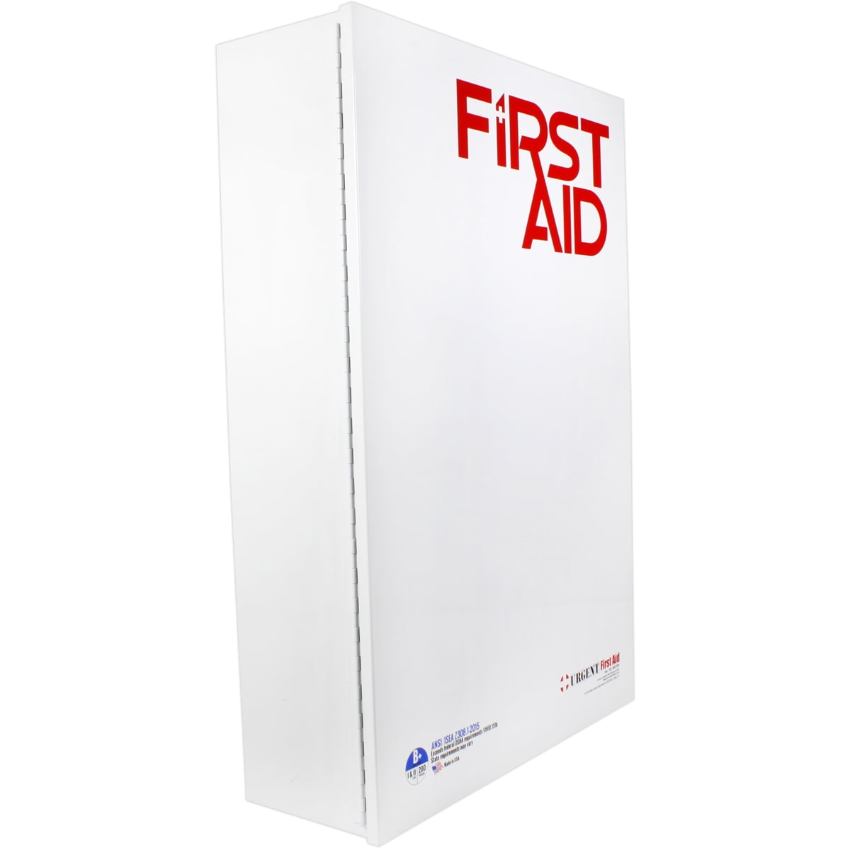 OSHA & ANSI 5 Shelf Industrial First Aid Cabinet with Pocket Liner, 200 Person, 1887 Pieces, 2015 Class B+, Types I & II, Made in USA by Urgent First Aid™ with extra content & NEW ANSI First Aid Guide