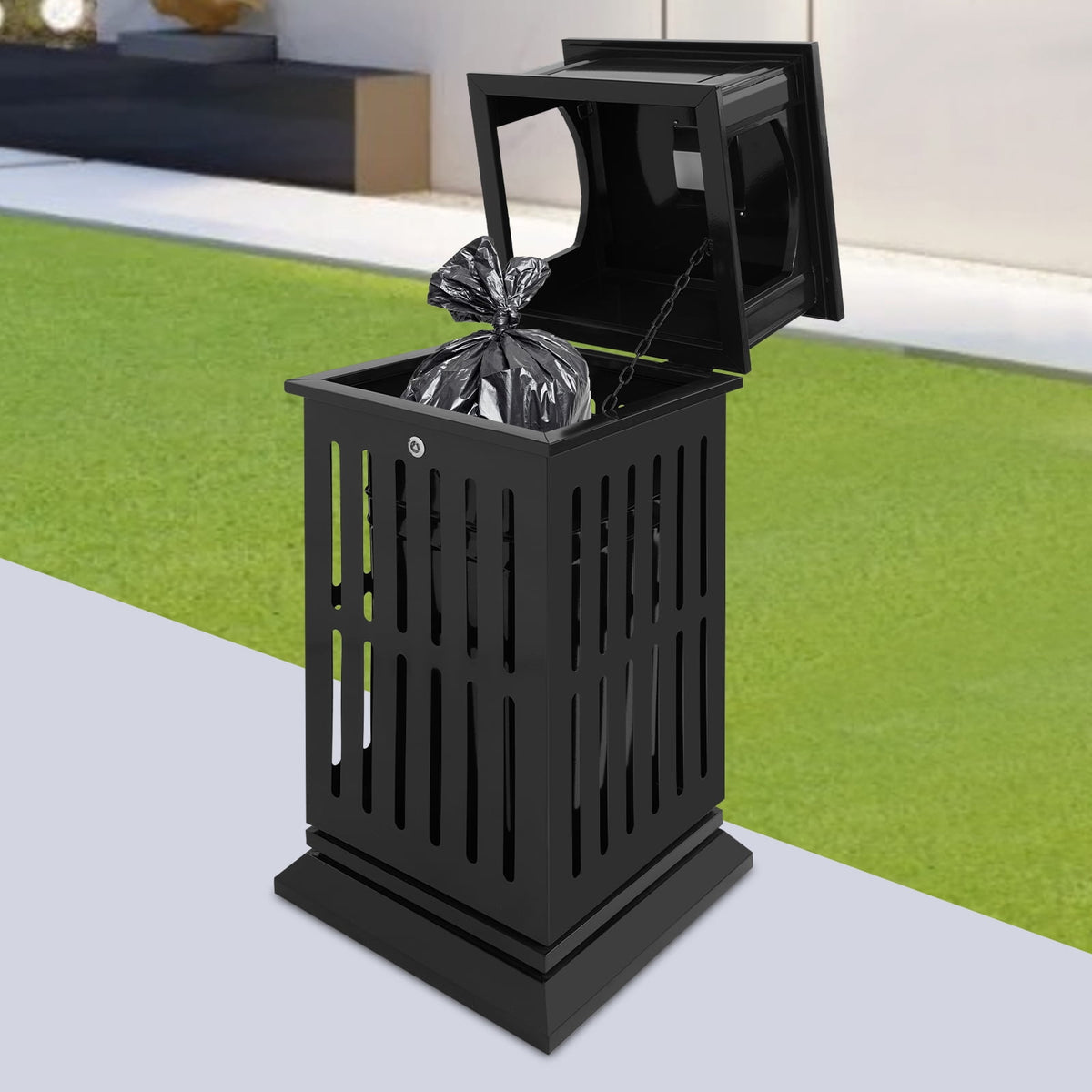 DDBESSIC Outdoor Trash Can Commercial Garbage Bin Heavy Duty Industrial Yard Garage Waste Container 15.74x15.74x35.43 in
