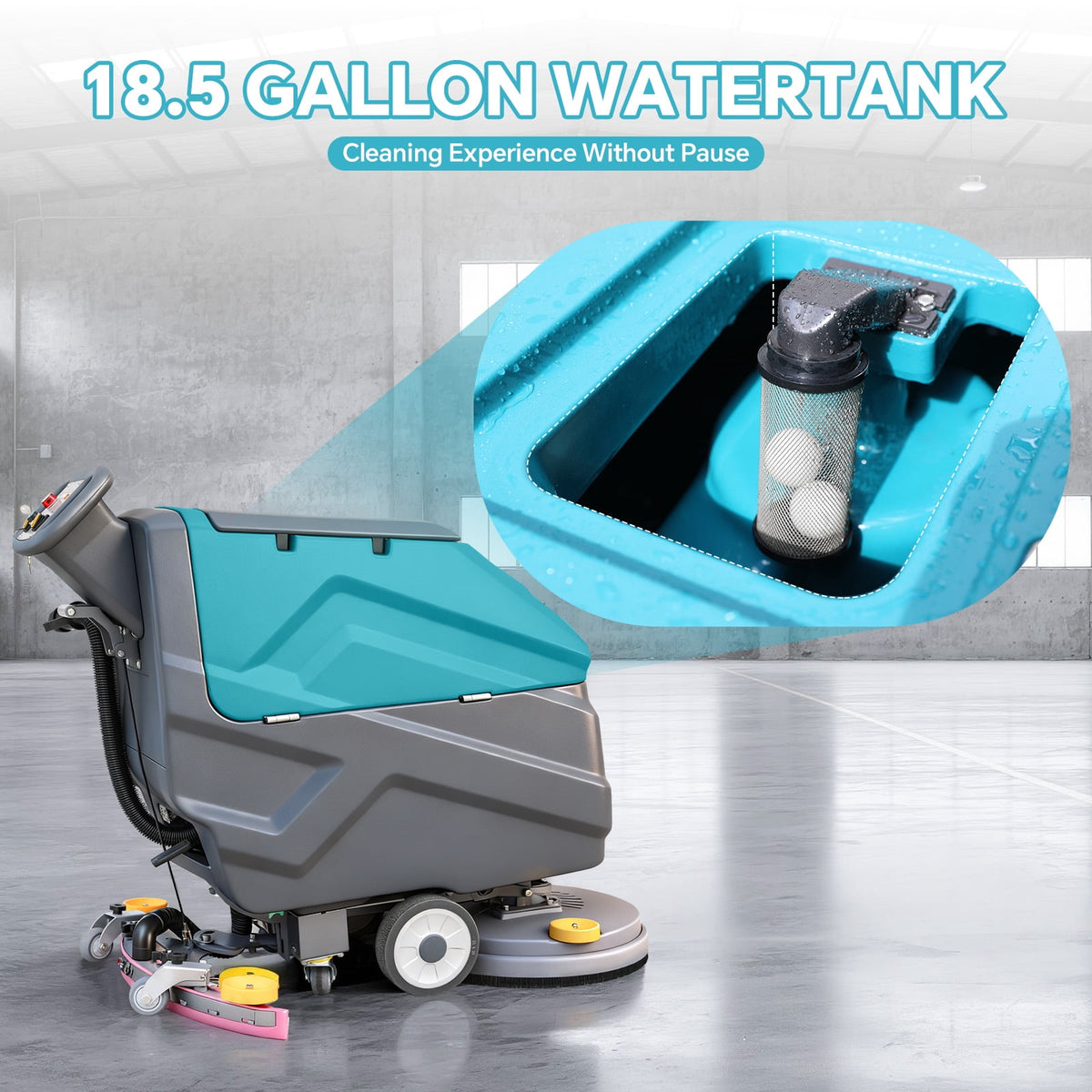POHIR Walk-Behind Floor Scrubber, 22"Cleaning Width, 31.5" Suction Width, 18.5 gal Solution Tank, 15.9 gal Recovery Tank, 32000 Sq Ft/H, Commercial & Industrial, Full Parts Kit