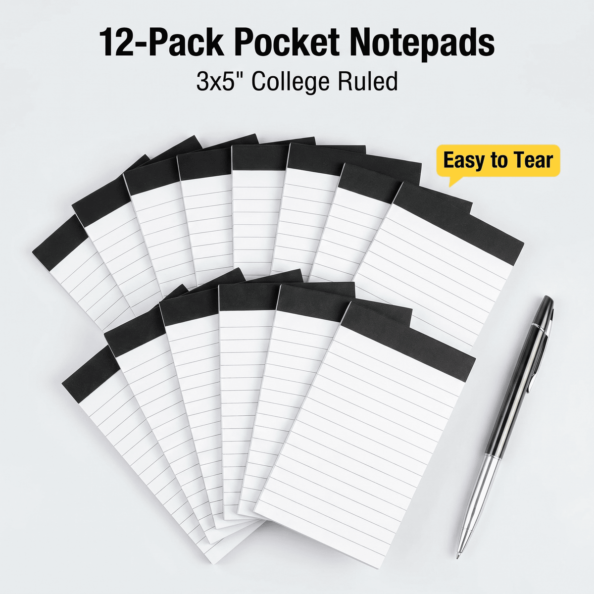 TAVENE 12 Pack Small Notepads, 3 x 5 Inch Lined Memo Pads, 30 Sheets Each, Desk Writing Pads for Office Use