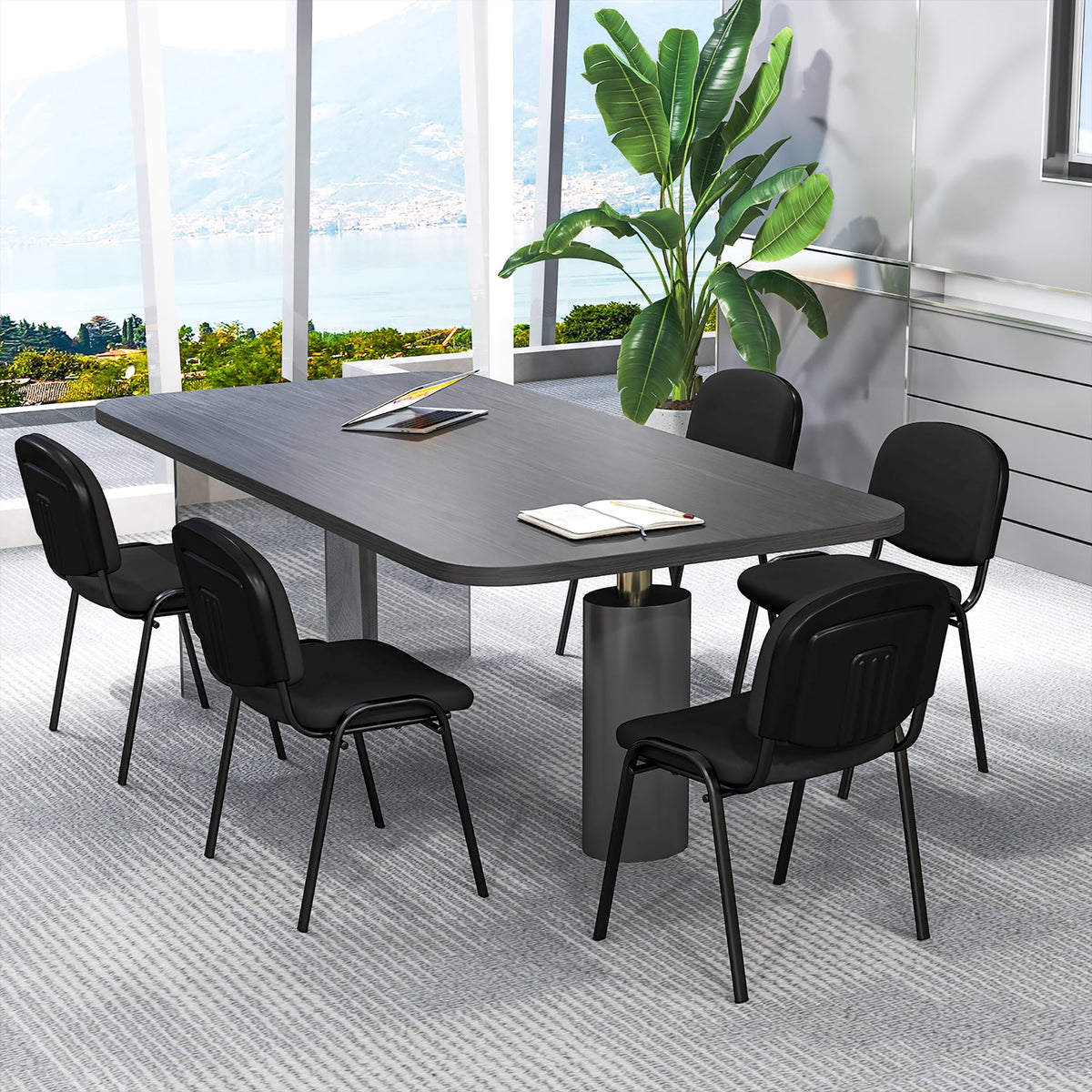 Gymax Set of 10 Office Guest Chair Stackable Reception Chair Waiting Conference Room
