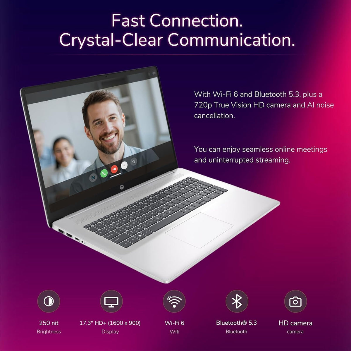 HP 17.3-inch Flagship Touchscreen Laptop - AI-Powered Copilot, AMD R5-7530U(up to 4.5GHz), Wi-Fi 6, 8G RAM, 256GB SSD, Win 11 Pro, w/Accessories