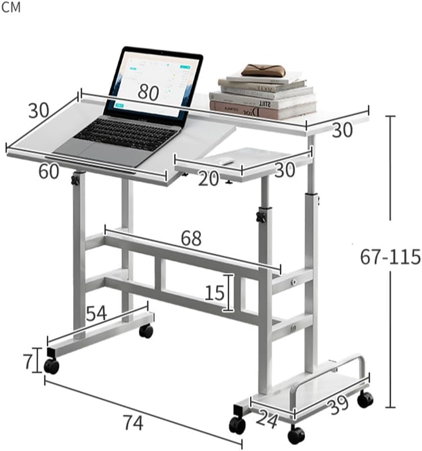 Adjustable Height Mobile Standing Desk – Compact Rolling Workstation for Small Spaces – Ergonomic, Portable – Dark walnut