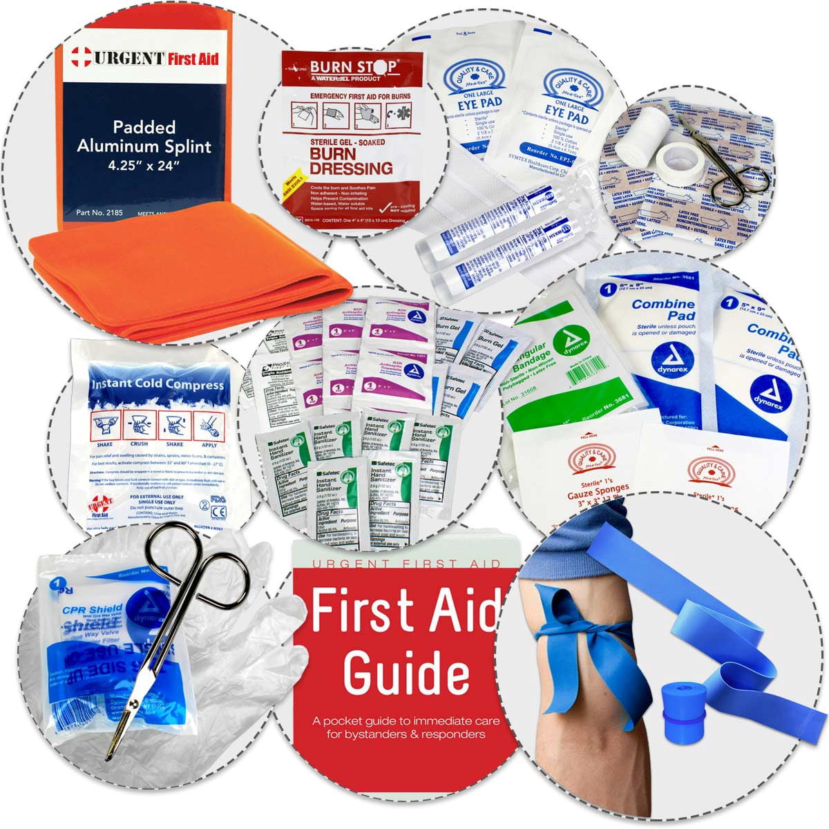 OSHA & ANSI 5 Shelf Industrial First Aid Cabinet with Pocket Liner, 200 Person, 1887 Pieces, 2015 Class B+, Types I & II, Made in USA by Urgent First Aid™ with extra content & NEW ANSI First Aid Guide
