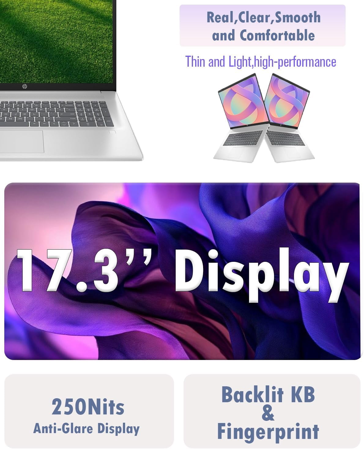 HP 17.3" FHD Business Laptop, Intel 10-Core i5-1334U, Backlit Keyboard, Wi-Fi 6, 32GB RAM 512B SSD, with Reclox AI Voice Recorder