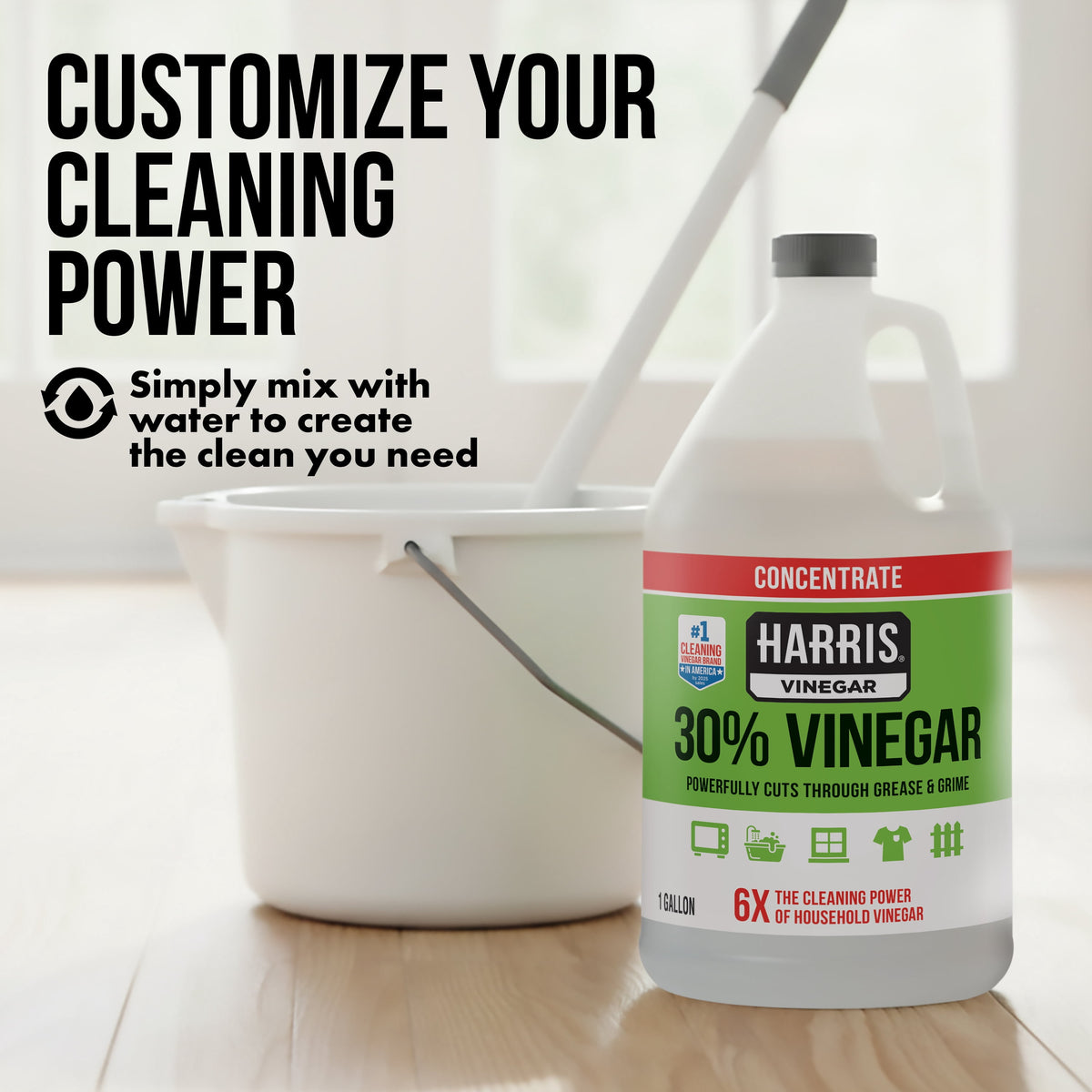 Harris 30% Concentrated Vinegar, Multi-Purpose Use for Home and Outdoor, 1 Gallon