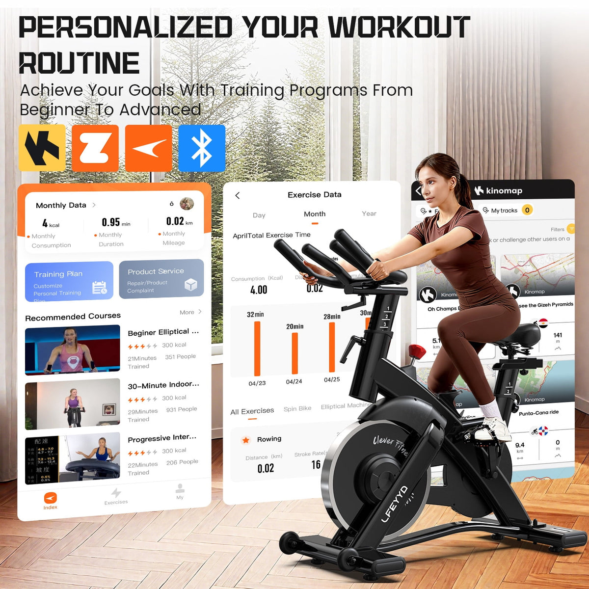 LFEYYD Semi-Commercial Exercise Bike Built-in Bluetooth Pro Magnetic Stationary Bicycles for Gym Home Workout Weight up to 380LBS