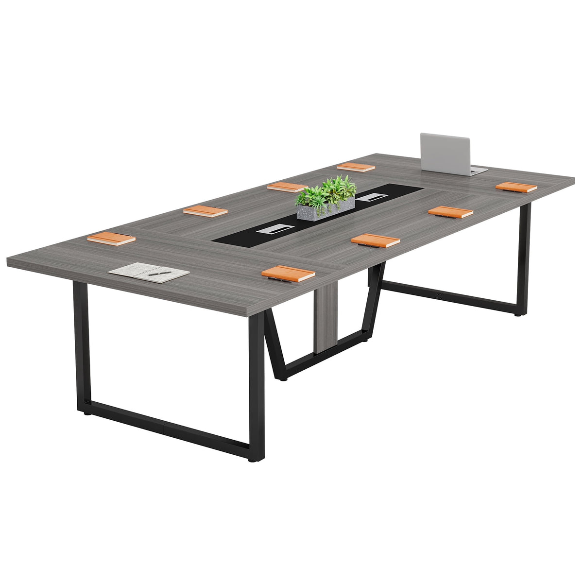 Fnova 94"Large Conference Table for 8-10 People, Modern Executive Meeting Table with Cable Management & Adjustable Feet, Heavy-Duty Office Conference Desk for Boardroom, Training Room