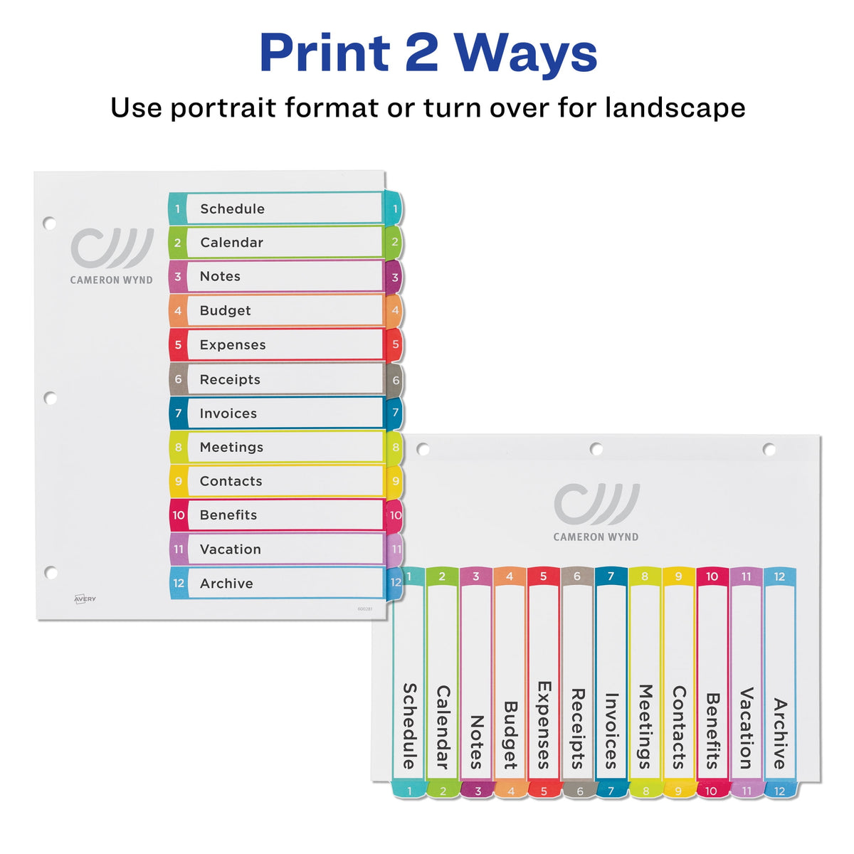 Avery Dividers, 12 Tabs, Ready Index, Contemporary Tabs (11194)