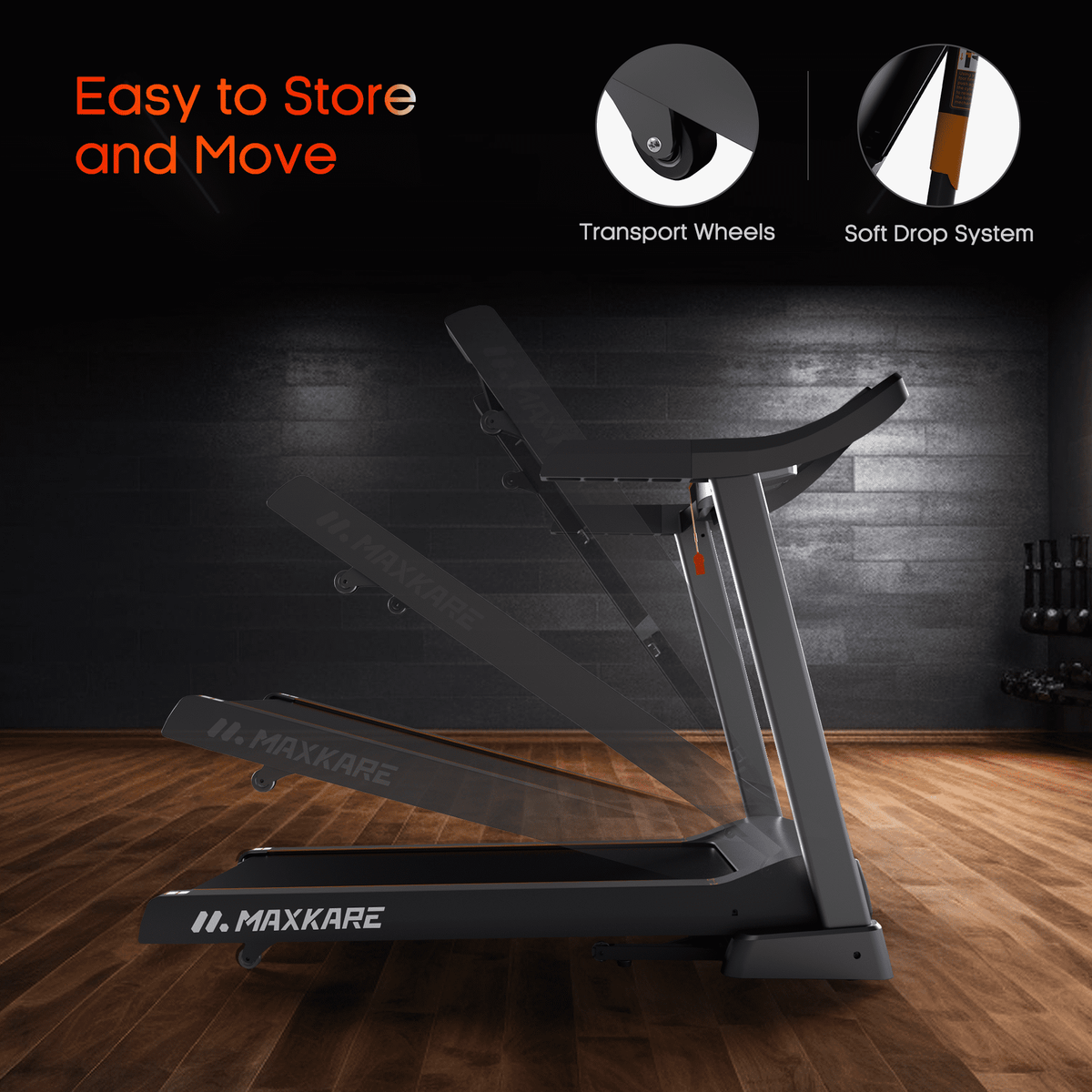 MaxKare 20" Folding Treadmill 300lbs with 15 Level Auto Incline, 3.5HP, 12MPH, Portable Foldable Treadmill with Bluetooth/Zwift App Compatible