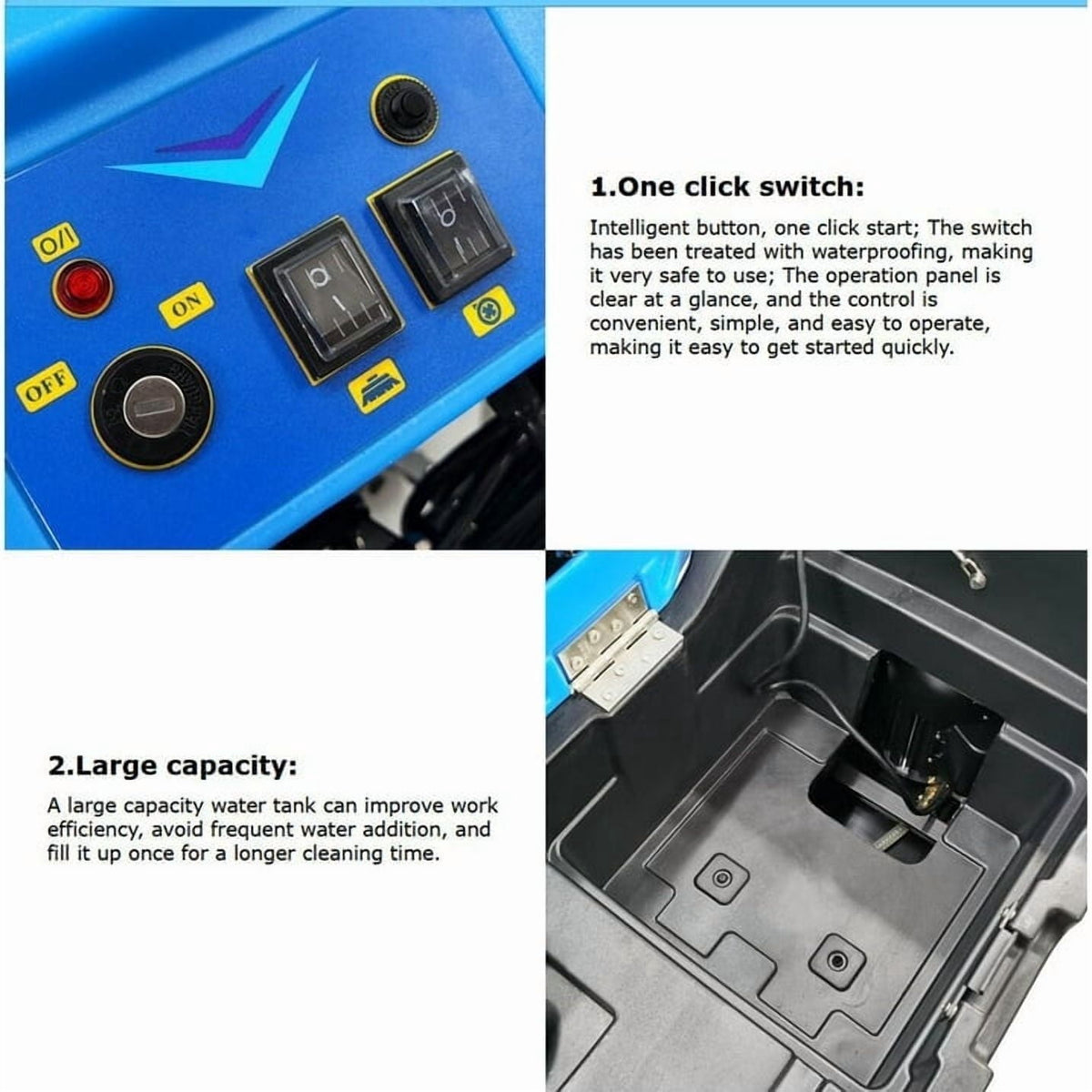 Commercial Auto Floor Scrubber Machine 20" Brush 160RPM Brush Speed 23.5 Gallons of Dual Tanks 110V