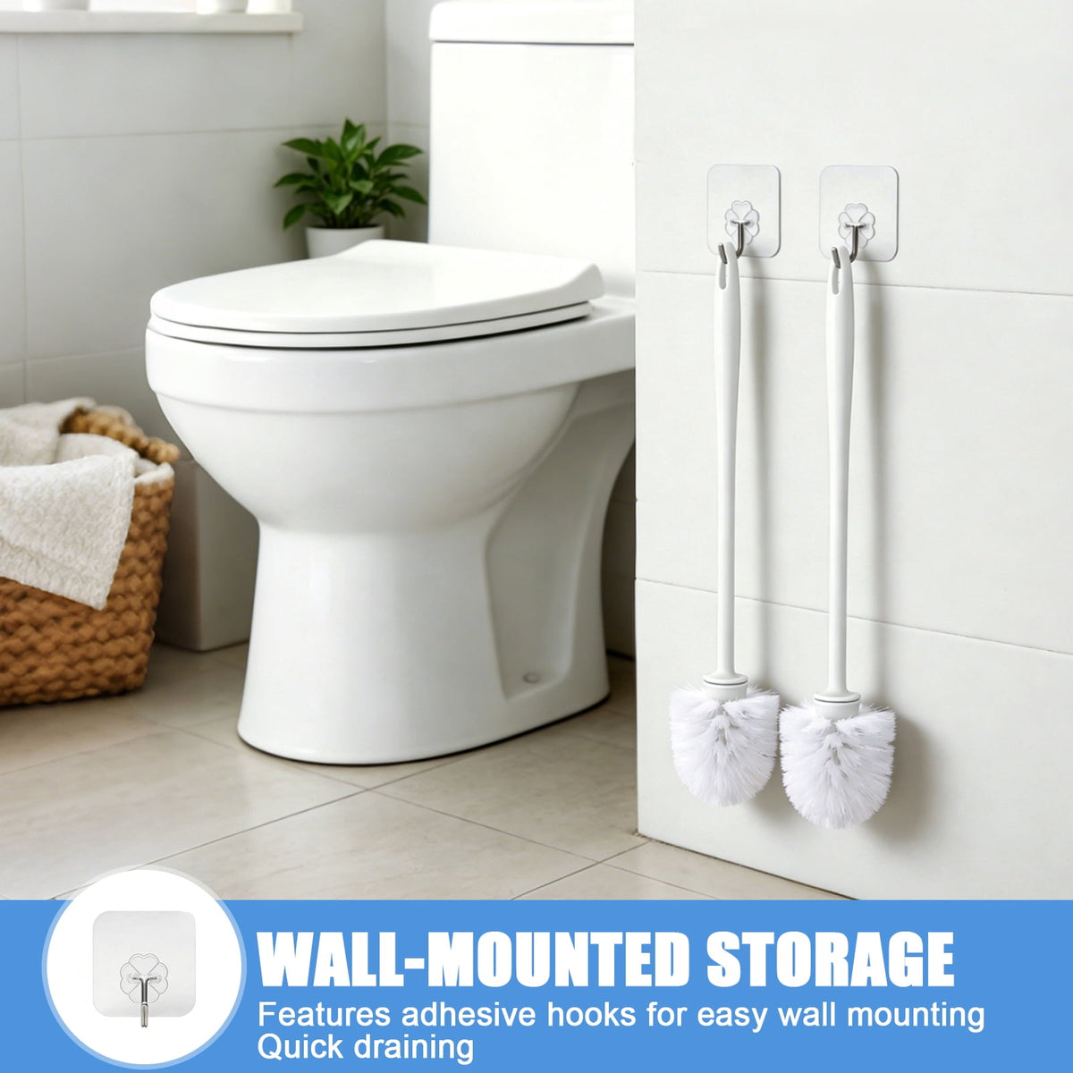 15 Pcs Commercial Heavy-Duty Toilet Brushes – 14.2-inch Long-Handled Toilet Cleaning Brushes, for Bathroom Cleaning Supplies ,White