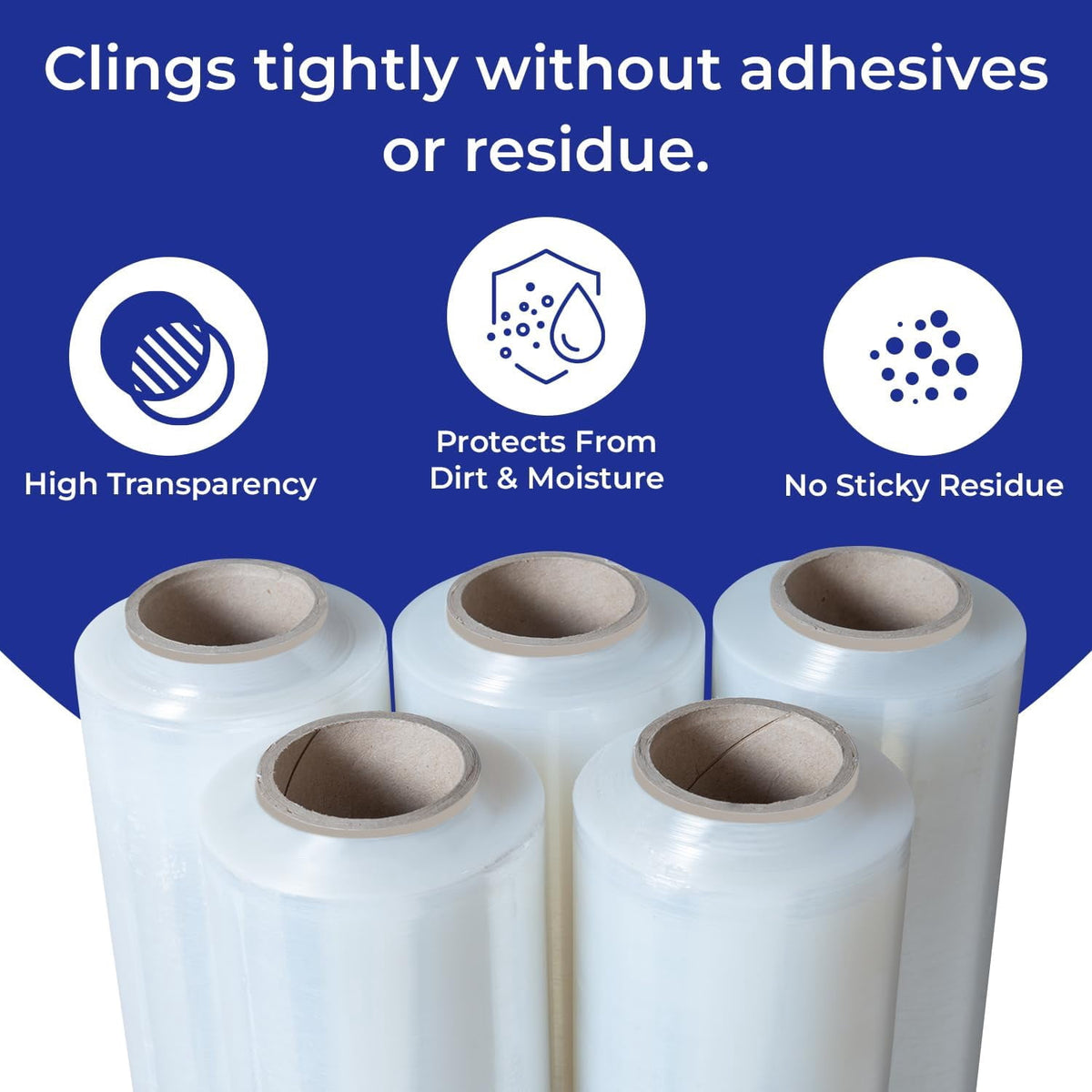 Rosmonde Plastic Stretch Wrap Bulk, 200 Pack, 18 in x 1500 ft, 80 Gauge Thick, 9.4 lbs/Roll, Heavy Duty Shrink Wrap for Moving, Storage & Warehouse Pallet Wrapping