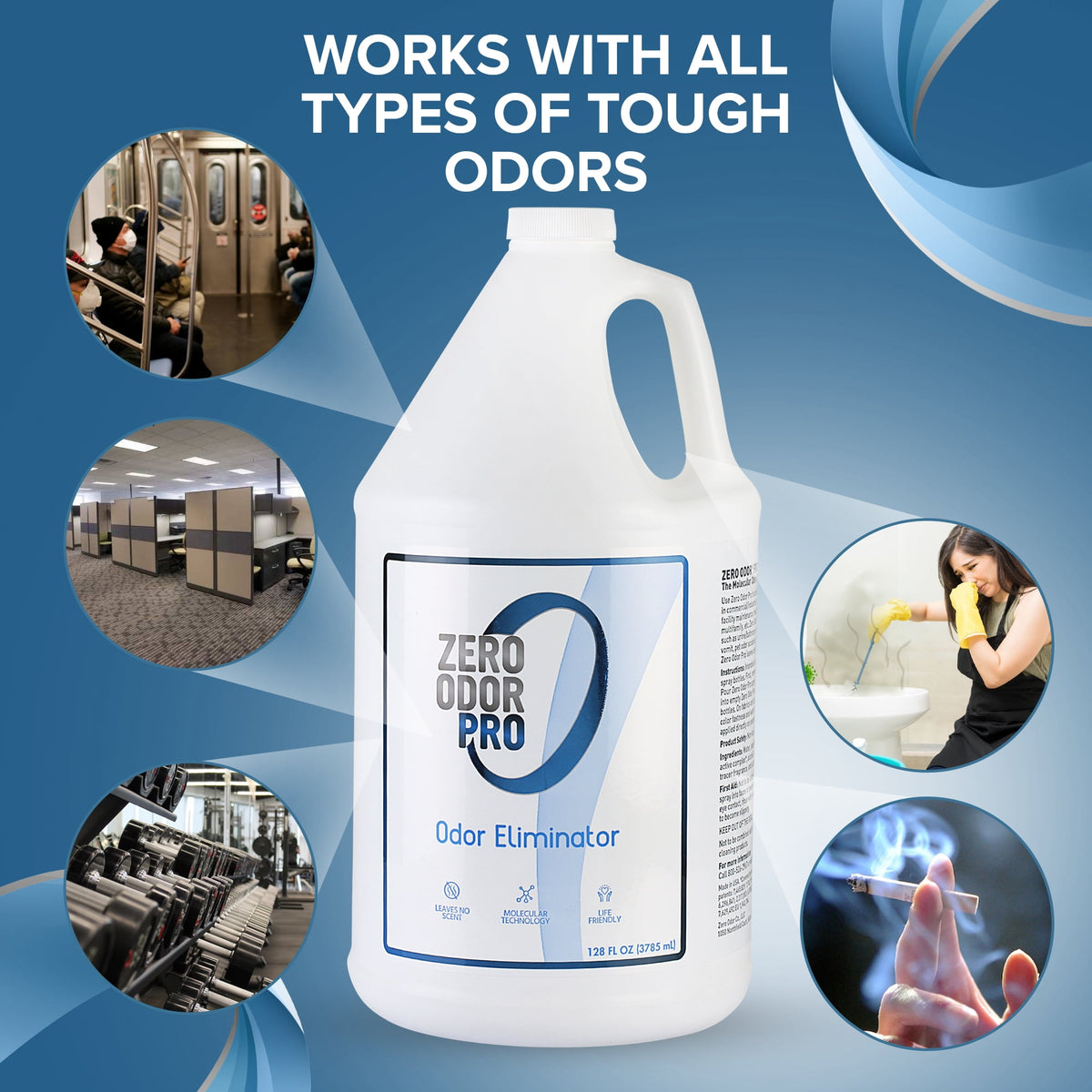 Zero Odor Commercial Odor Eliminator Spray Air & Surface Deodorizer Smell Remover Refill 128 oz