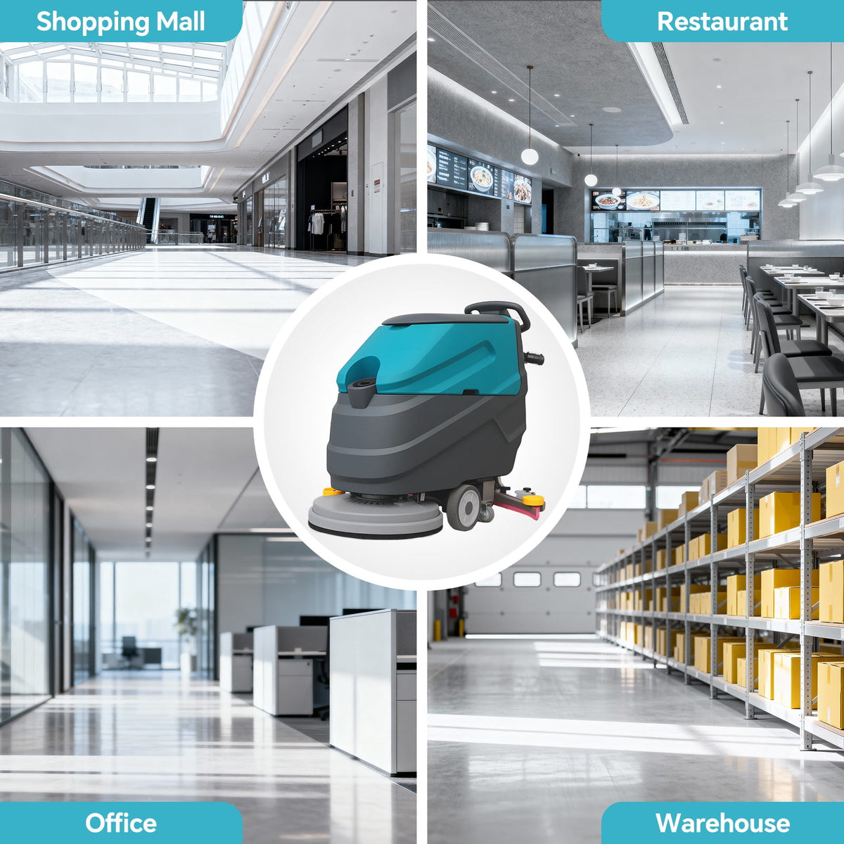 POHIR Walk-Behind Floor Scrubber, 22"Cleaning Width, 31.5" Suction Width, 18.5 gal Solution Tank, 15.9 gal Recovery Tank, 32000 Sq Ft/H, Commercial & Industrial, Full Parts Kit