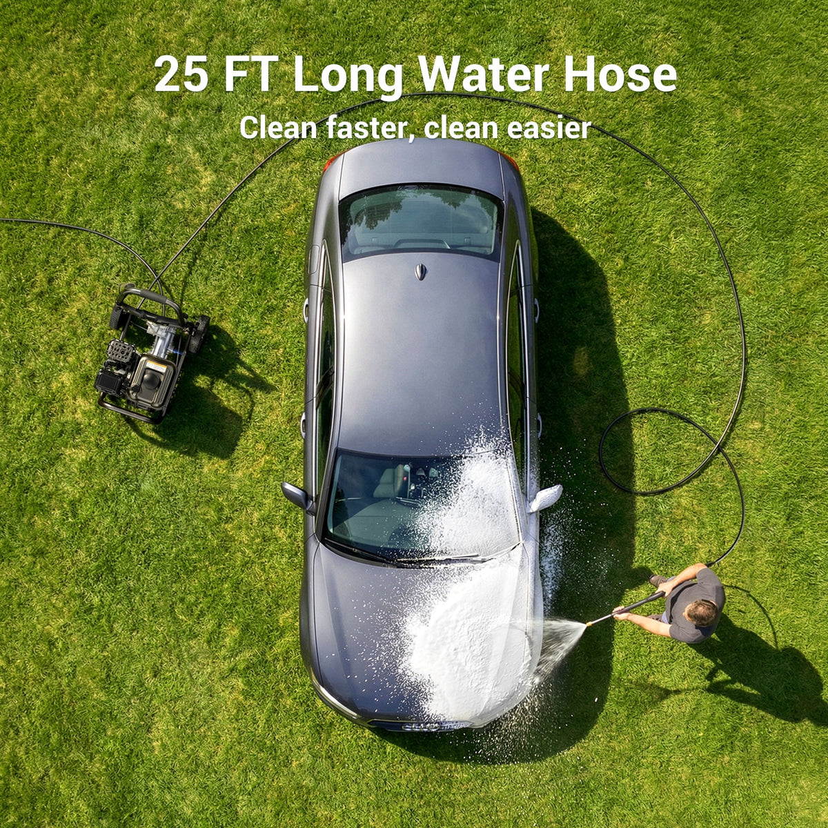Efurden 3500PSI 2.3GPM Gas Pressure Washer, 209CC 7HP Engine, 4 Quick Connect Nozzles, 25FT Pressure Hose & Soap Tank