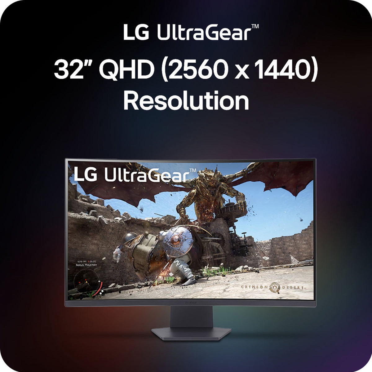 LG 32" UltraGear QHD 1440p AMD FreeSync Curved Gaming Monitor, 180Hz, 1ms, Black, 32G60WA-B
