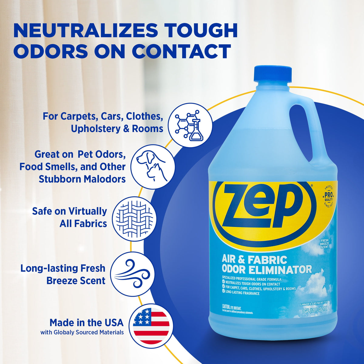 (8 pack) Zep Air and Fabric Odor Eliminator - 128 oz ZUAIR128 - Refresh Your Home, Office and Business