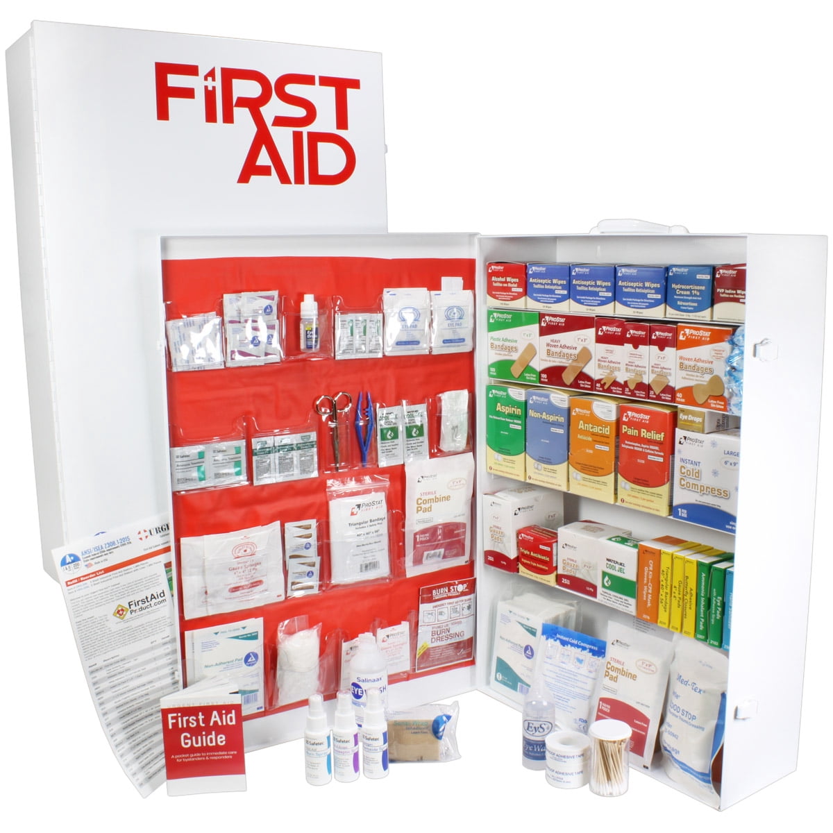 OSHA & ANSI 5 Shelf Industrial First Aid Cabinet with Pocket Liner, 200 Person, 1890 Pieces, 2015 Class A+, Types I & II, Made in USA
