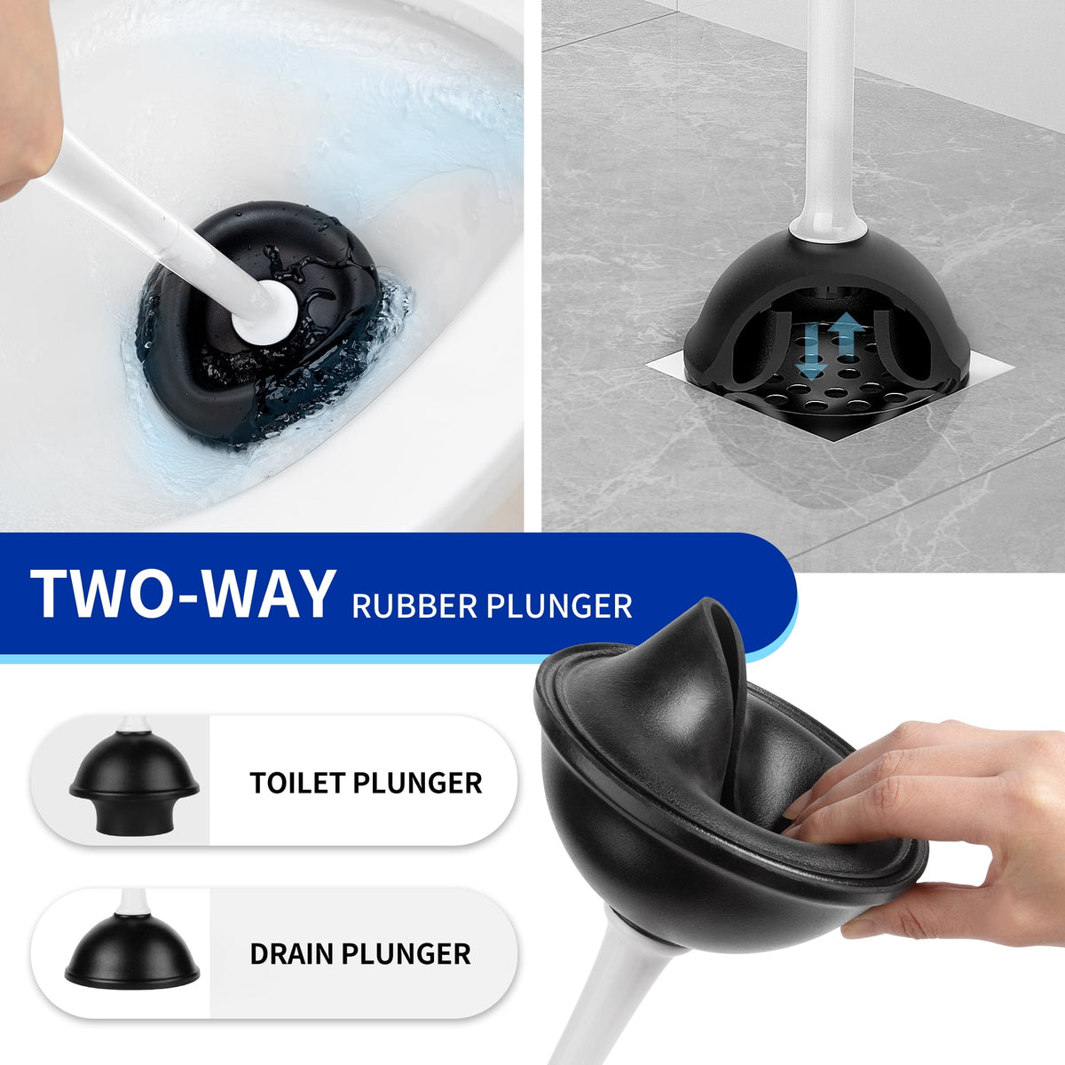 MR.SIGA Toilet Plunger and Bowl Brush Set with Holder, Bathroom Cleaning ,White,1 Set,for Adult