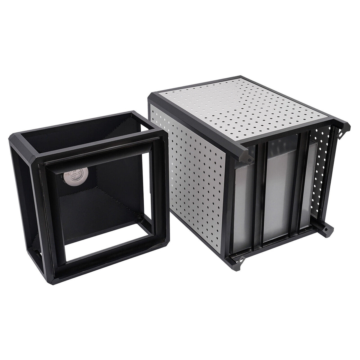 38-Gallon Outdoor Trash Can with Build-in Ashtray Industrial Waste Trash Can Waste Container Stainless Steel Industrial Durable Trash Can