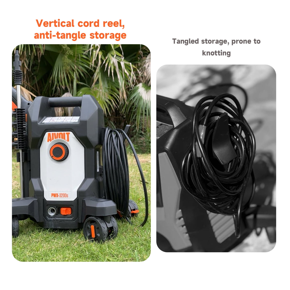 AIVOLT Corded Electric Pressure Washer 4800 PSI, 2.76 GPM, 4 Nozzles, Soap Tank, Anti-Tipping, 36ft Cable, 25ft Hose Cold Water Power Washer