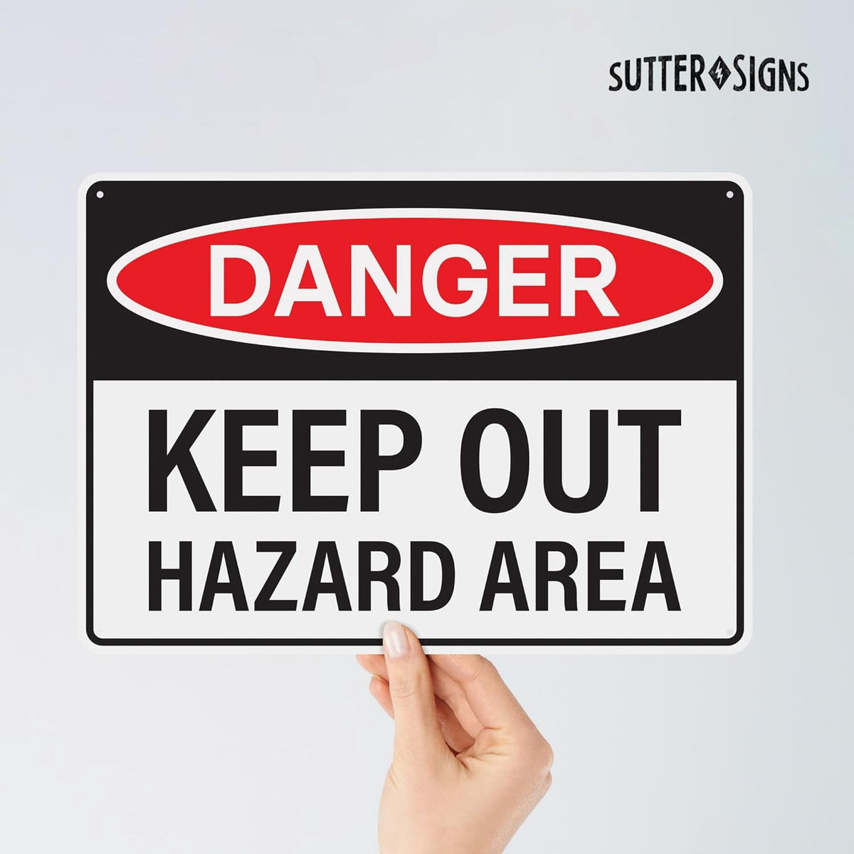 4pcs Danger Keep Out Hazard Area Sign 14x10 inch | Plastic Sign for Construction Site, Hazard Area, No Trespassing, Waterproof Plastic