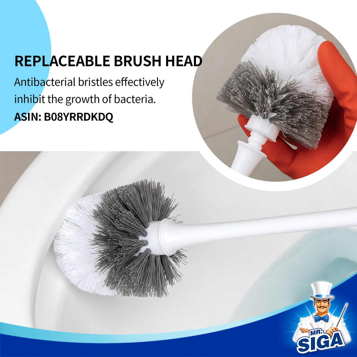 MR.SIGA Toilet Plunger and Bowl Brush Set with Holder, Bathroom Cleaning ,White,1 Set,for Adult