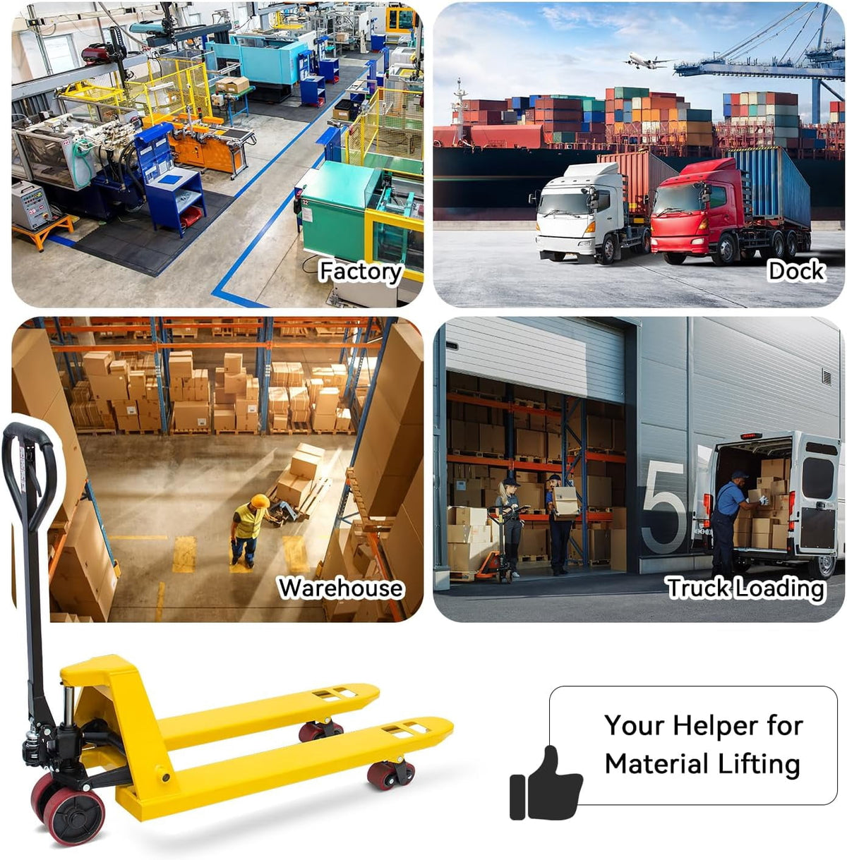 HPDMC Pallet Jack Truck 6,600 LBS Capacity, 48'' L x 27'' W Forks Manual Pallet Jack Truck, 6Pcs
