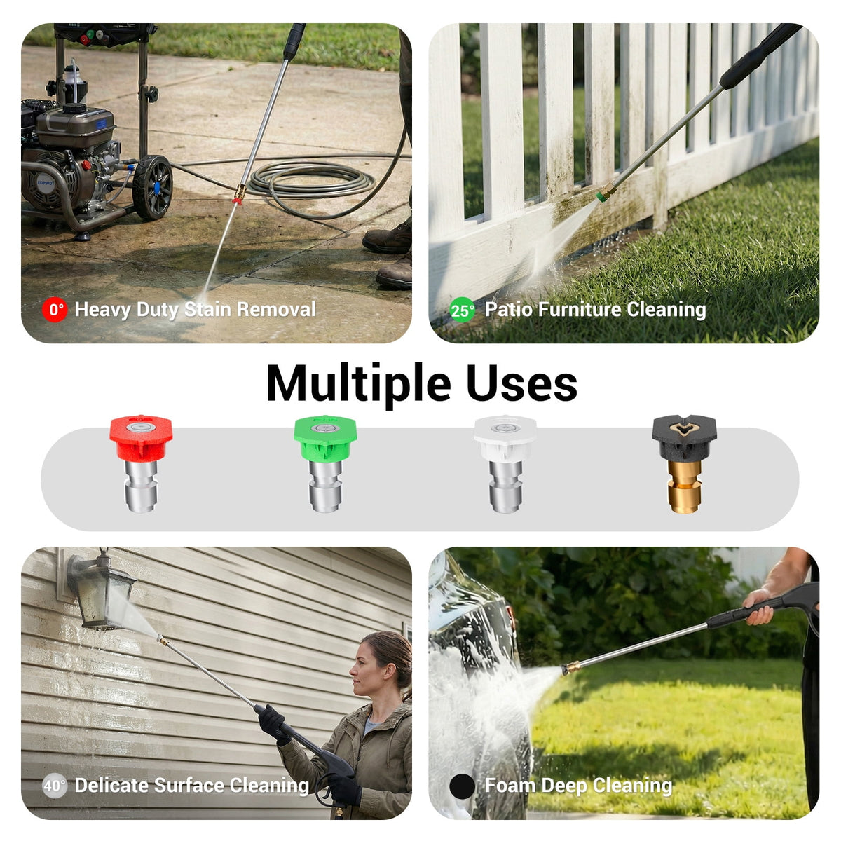 Efurden 3500PSI 2.3GPM Gas Pressure Washer, 209CC 7HP Engine, 4 Quick Connect Nozzles, 25FT Pressure Hose & Soap Tank