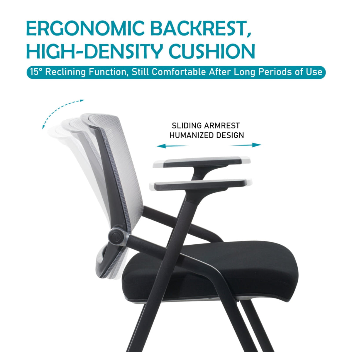 BLANEDUO Folding Office Desk Chair BIFMA Certified Stackable Conference Room Chairs with Wheels Lumbar Support Gray 20 Pack