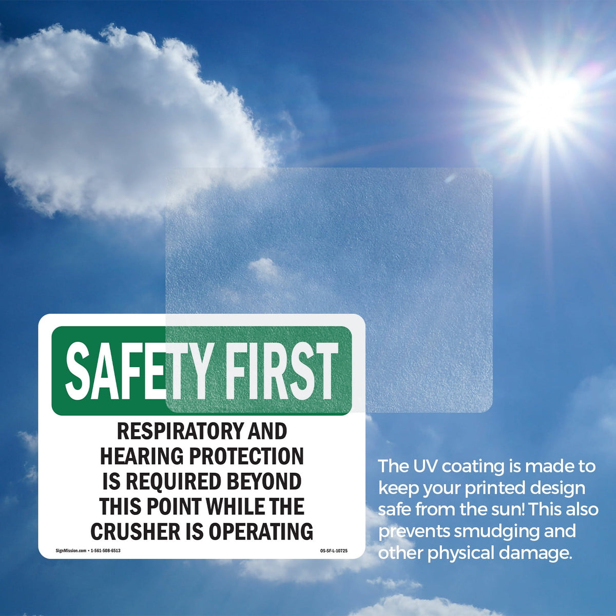 Respiratory And Hearing Protection Is Required OSHA SAFETY FIRST Vinyl Decal Label 18 Inch x 12 Inch - 5 Pack