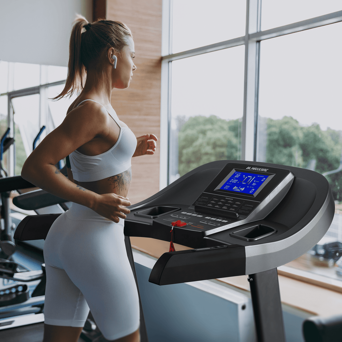 MaxKare 20" Folding Treadmill 300lbs with 15 Level Auto Incline, 3.5HP, 12MPH, Portable Foldable Treadmill with Bluetooth/Zwift App Compatible