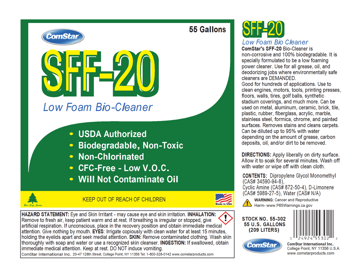 ComStar SFF-20, 55 Gallons, Heavy Duty Mechanical Parts Cleaner, Ultrasonic Cleaning Solution, Removes Grease, Rust Inhibitor, Non-Flammable, Low VOC, Safe for Metal, Plastic & More (55-302)