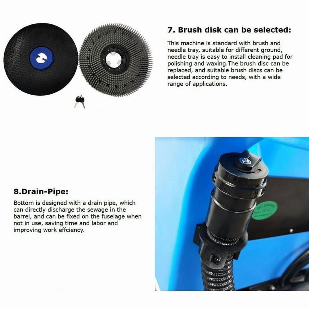 Commercial Auto Floor Scrubber Machine 20" Brush 160RPM Brush Speed 23.5 Gallons of Dual Tanks 110V