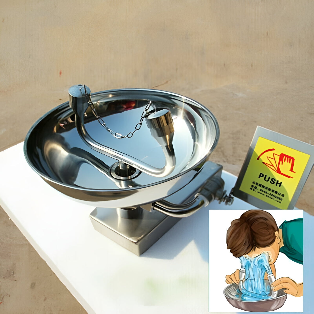 SHANNA Eye Wash Station Emergency Wall-Mounted - First Aid Eye Washing Station with Eyewash Sign,for Use in Chemical Plants and Laboratories Worksite Shop