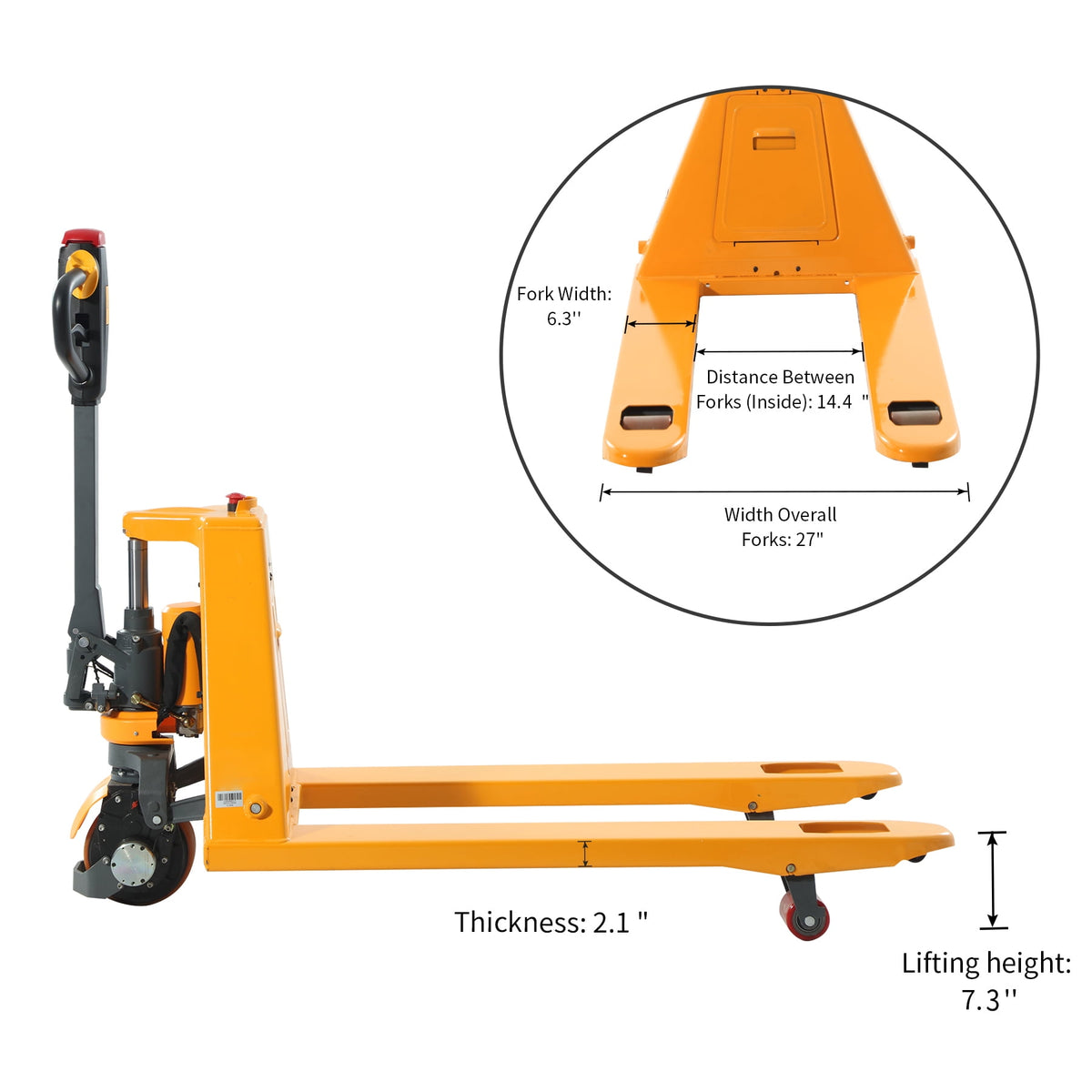 APOLLOLIFT Electric Pallet Jack 3300lb Cap. Lithium Battery Walkie Pallet Truck 48x27" Fork Size