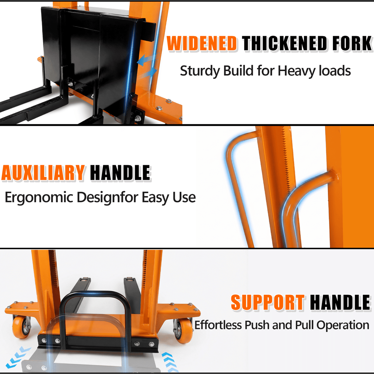 Vakiorn 1100 Lbs Electric Manual Pallet Stacker 63" Lift Height 1500W Powered Walkie Stacker with 48V 10Ah Battery Manual Hand Forklift Pallet Truck for Warehouse Logistics Workshop