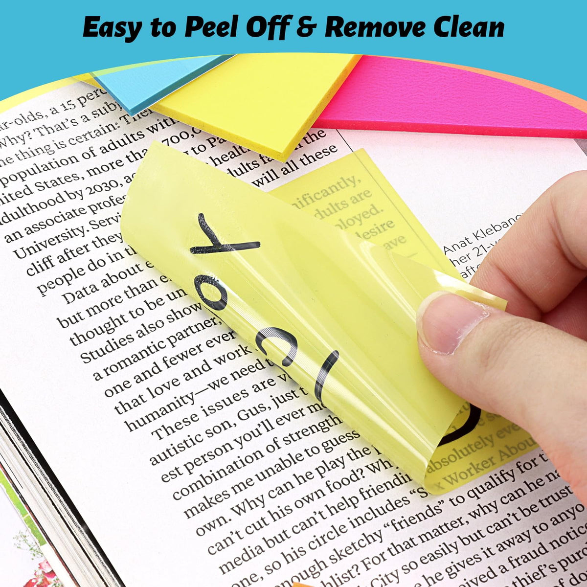 Dihmpor 800 Sheets(14Pads)Transparent Sticky Notes,Clear Sticky Notes,3" x 3" Translucent Sticky Notes Pads,See Through Sticky Notes for Book Annotation,Self-Adhesive and Colorful