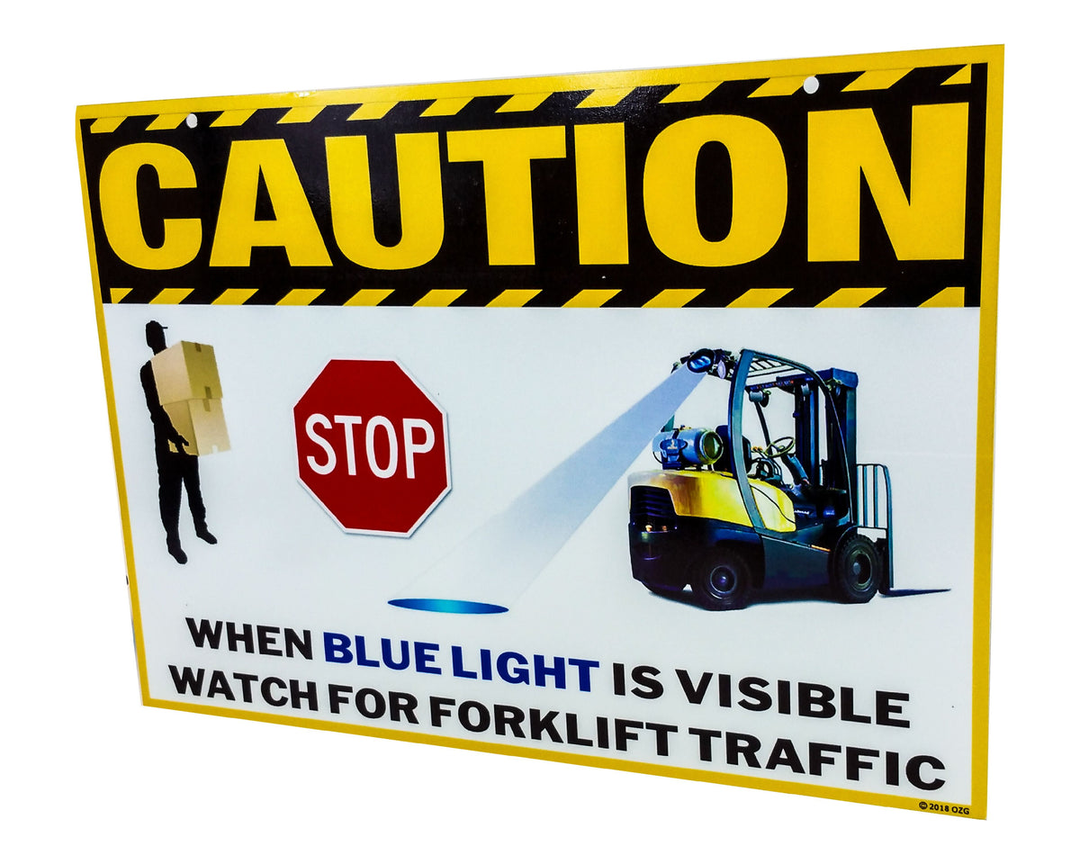 2 Set OZ-USA Laminated Vinyl Forklift Traffic Sign Caution Warning Safety Pedestrian Signage Crane Lifting Boom Warehouse Indoor Outdoor