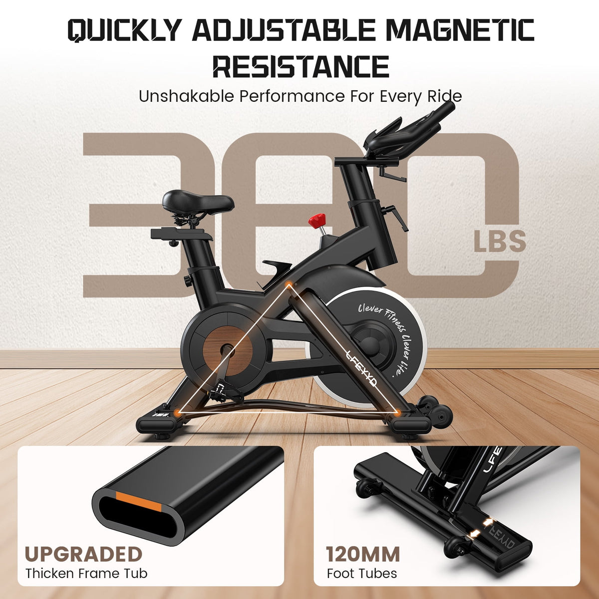 LFEYYD Semi-Commercial Exercise Bike Built-in Bluetooth Pro Magnetic Stationary Bicycles for Gym Home Workout Weight up to 380LBS